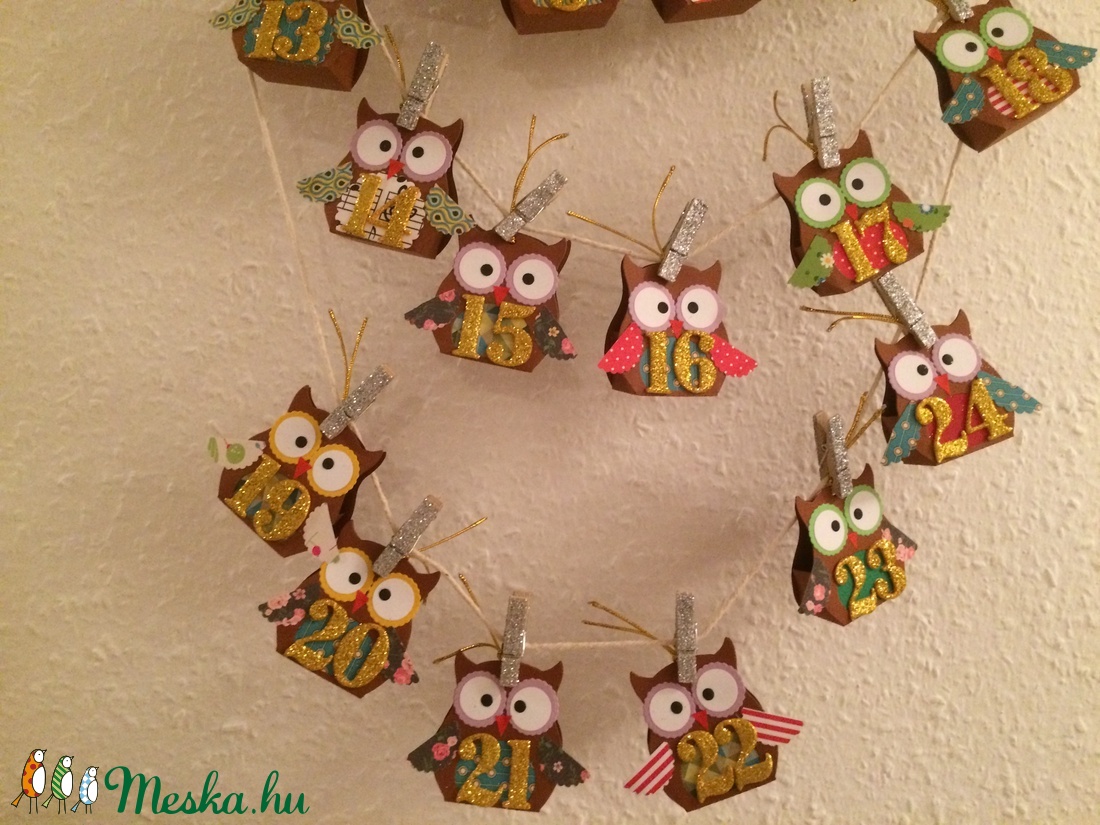 Adventi naptár bagoly 24db, Advent, Karácsony - karácsony - Meska.hu