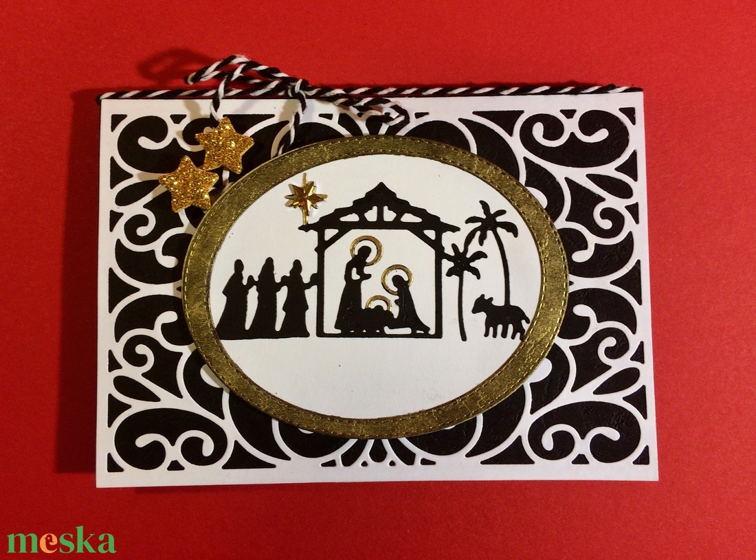Krisztus születése karácsonyi képeslap, Jézus, Betlehem, Karácsony, Advent - karácsony - karácsonyi ajándékozás - karácsonyi képeslap, üdvözlőlap, ajándékkísérő - Meska.hu