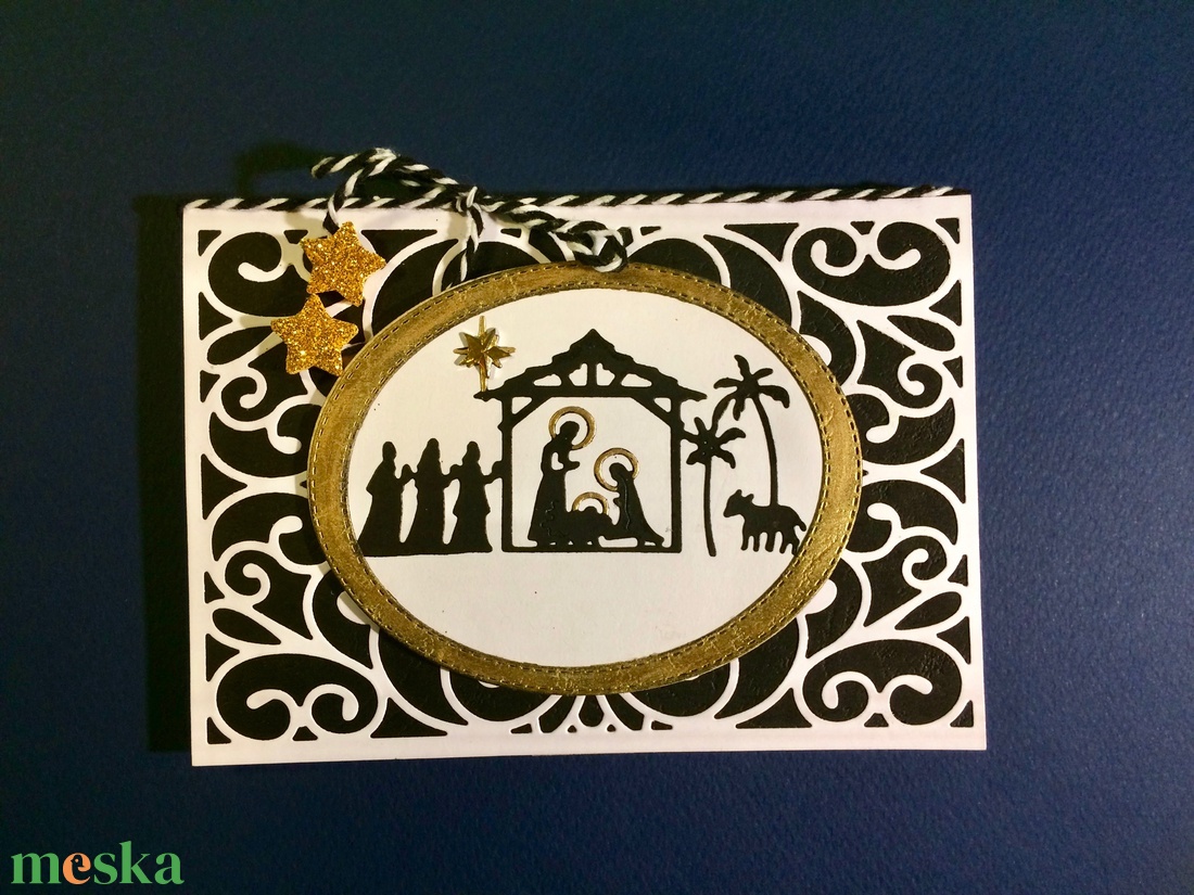 Krisztus születése karácsonyi képeslap, Jézus, Betlehem, Karácsony, Advent - karácsony - karácsonyi ajándékozás - karácsonyi képeslap, üdvözlőlap, ajándékkísérő - Meska.hu