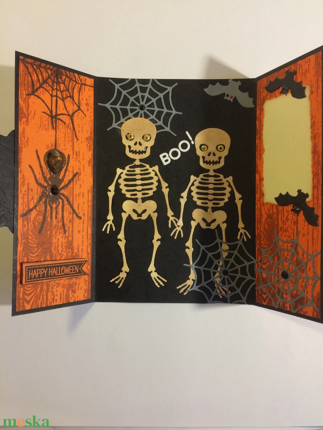 Halloween képeslap, szekrény, zár, csontváz, denevér, pók, pókháló, tök - otthon & lakás - dekoráció - halloween - halloweeni meghívó, képeslap, ajándékkísérő - Meska.hu