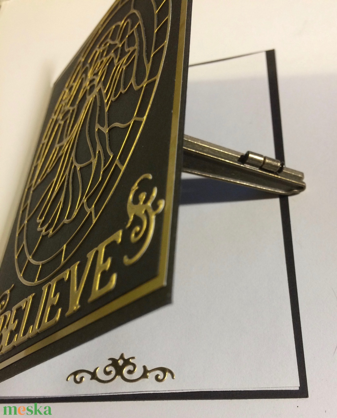 Arany angyal ,Karácsony, Advent, gyertya, őrangyal - karácsony - karácsonyi ajándékozás - karácsonyi képeslap, üdvözlőlap, ajándékkísérő - Meska.hu