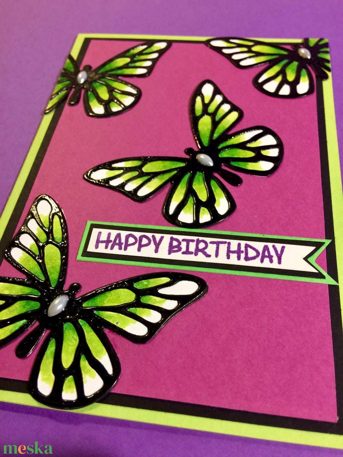 Pillangók képeslap, üdvözlőlap születésnapra, pillangó, lepke, tavasz - otthon & lakás - papír írószer - képeslap & levélpapír - Meska.hu