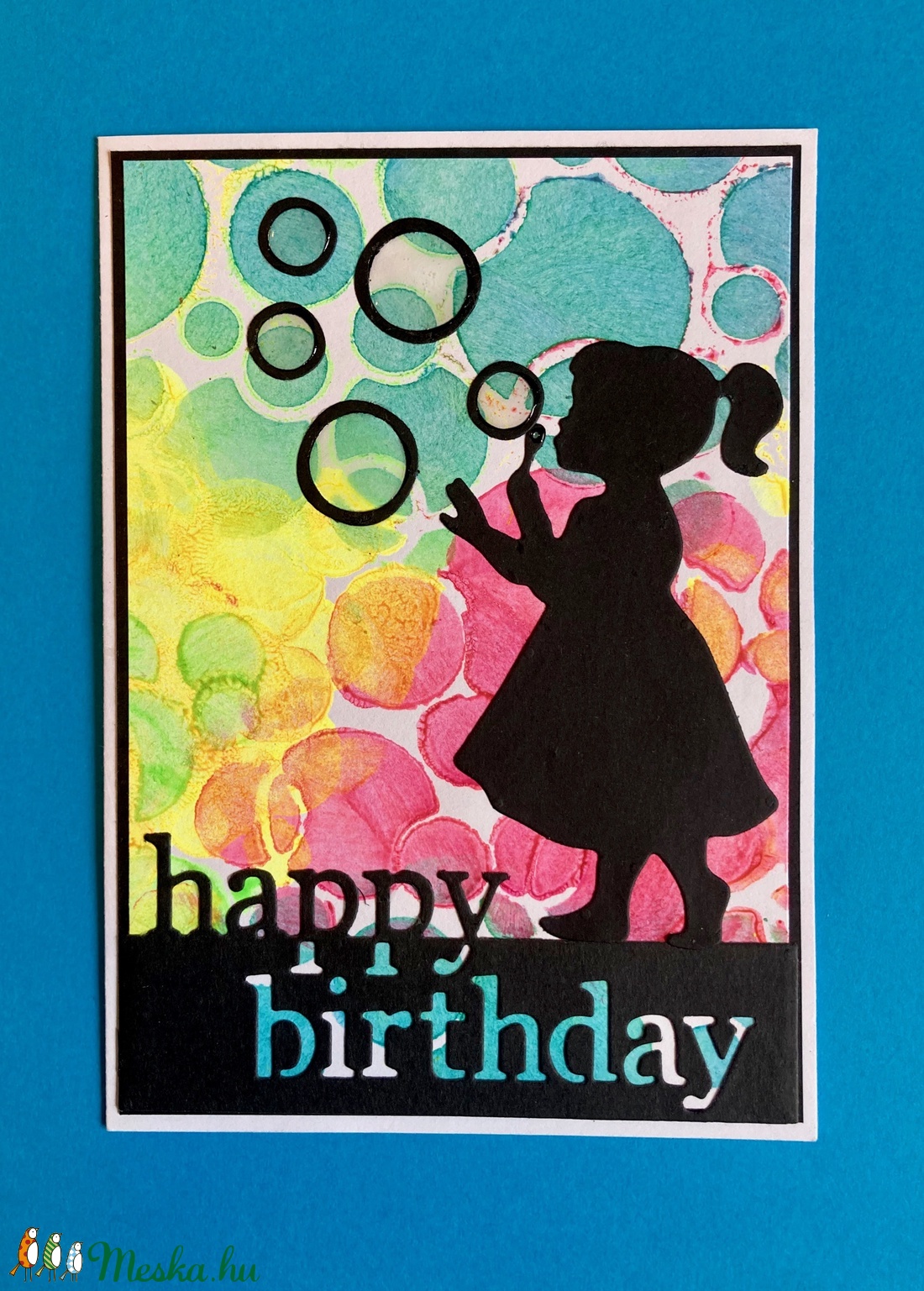 Szappanbuborék születésnapi képeslap, buborék, kislány  - otthon & életmód - papír, írószer - Meska.hu