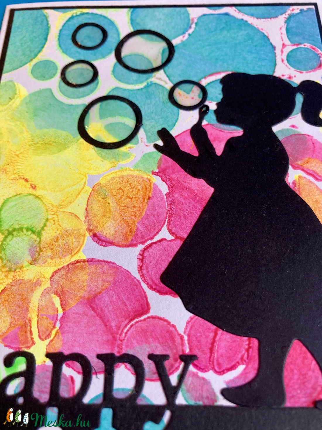 Szappanbuborék születésnapi képeslap, buborék, kislány  - otthon & életmód - papír, írószer - Meska.hu