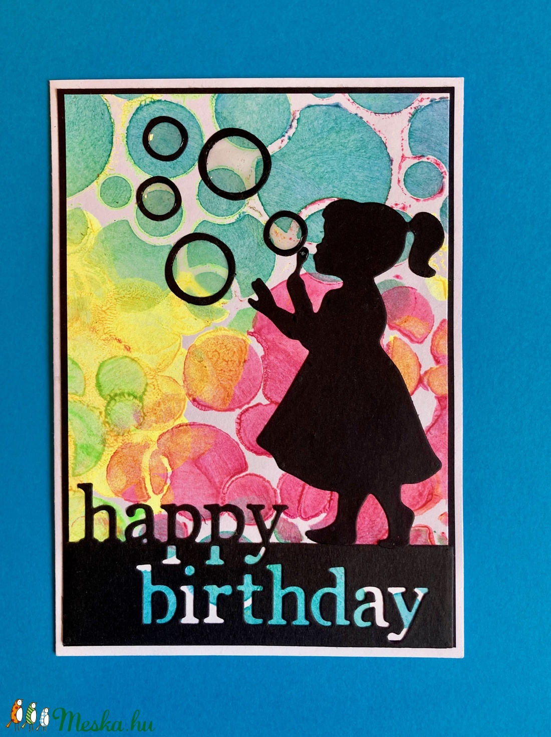 Szappanbuborék születésnapi képeslap, buborék, kislány  - otthon & életmód - papír, írószer - Meska.hu