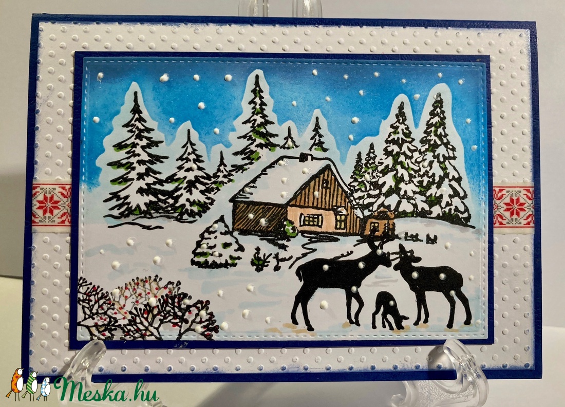 Szarvasos téli táj képeslap, Karácsony, Újév, tél, téli sszületésnap, névnap - karácsony - Meska.hu Szarvasos téli táj képeslap, Karácsony, Újév, tél, téli sszületésnap, névnap - karácsony - Meska.hu