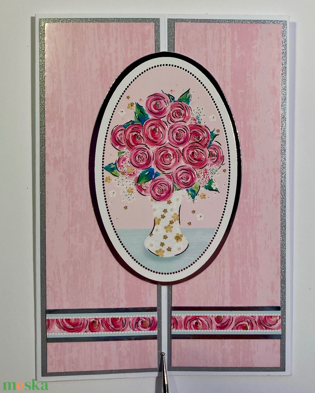 'Rózsák' anyák napi képeslap, rózsa, csokor, születésnap, névnap, Valentin nap, Anyák napja - otthon & lakás - papír írószer - képeslap & levélpapír - Meska.hu