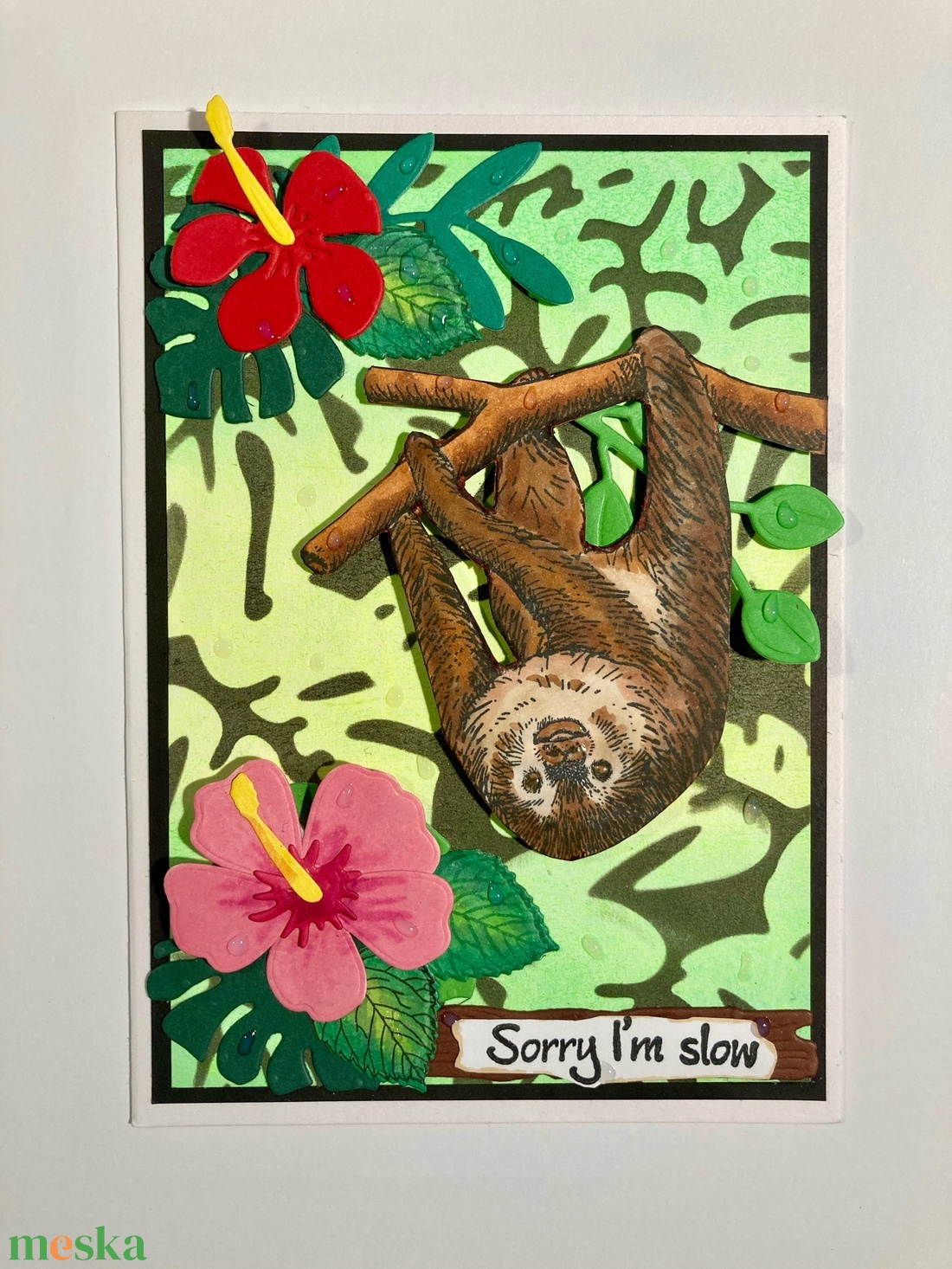 Lajháros képeslap, lajhár, üdvözlet, bocsánatkérés - otthon & életmód - papír, írószer - Meska.hu