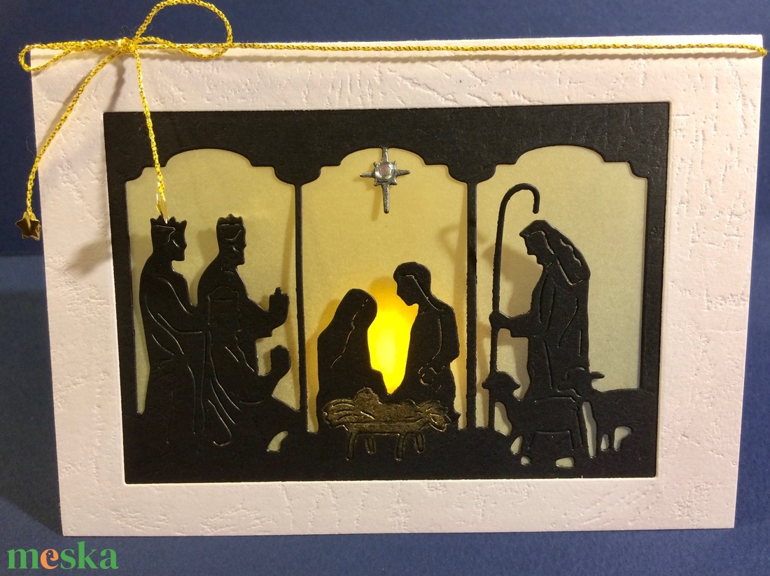 Krisztus születése képeslap, Karácsony, Advent, Betlehem - karácsony - karácsonyi ajándékozás - karácsonyi képeslap, üdvözlőlap, ajándékkísérő - Meska.hu