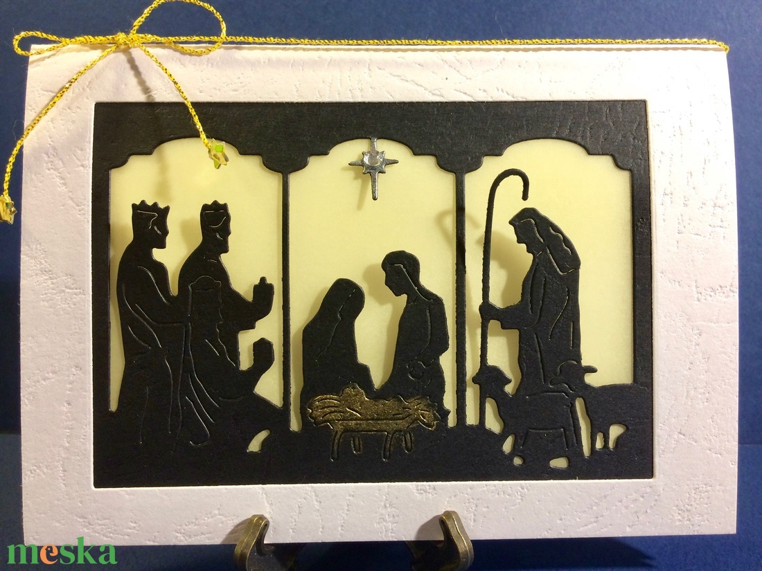 Krisztus születése képeslap, Karácsony, Advent, Betlehem - karácsony - karácsonyi ajándékozás - karácsonyi képeslap, üdvözlőlap, ajándékkísérő - Meska.hu