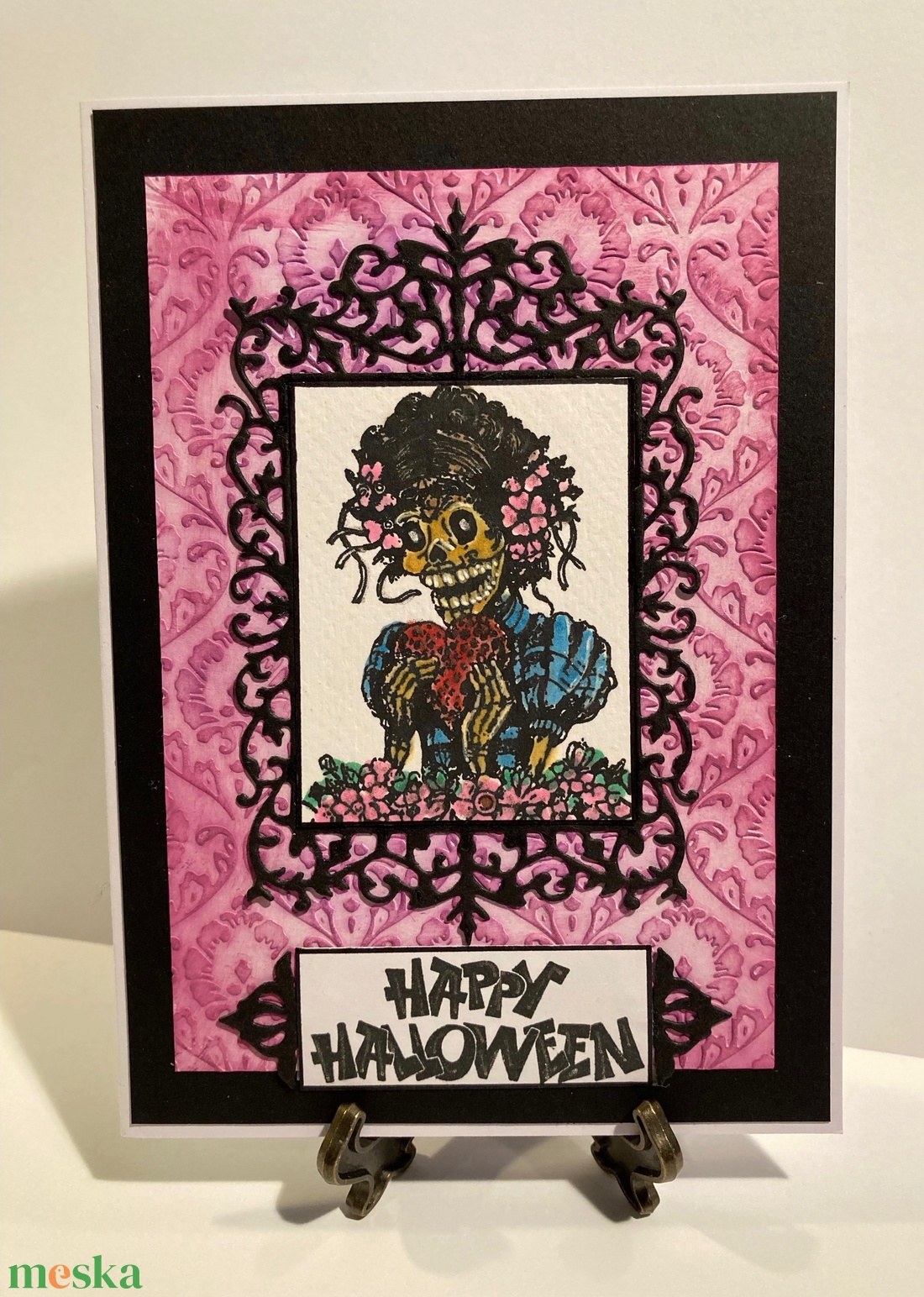 Halloween képeslap, Halottak napja, Mexikó, csontváz - otthon & életmód - dekoráció - halloween - halloweeni meghívó, képeslap, ajándékkísérő - Meska.hu