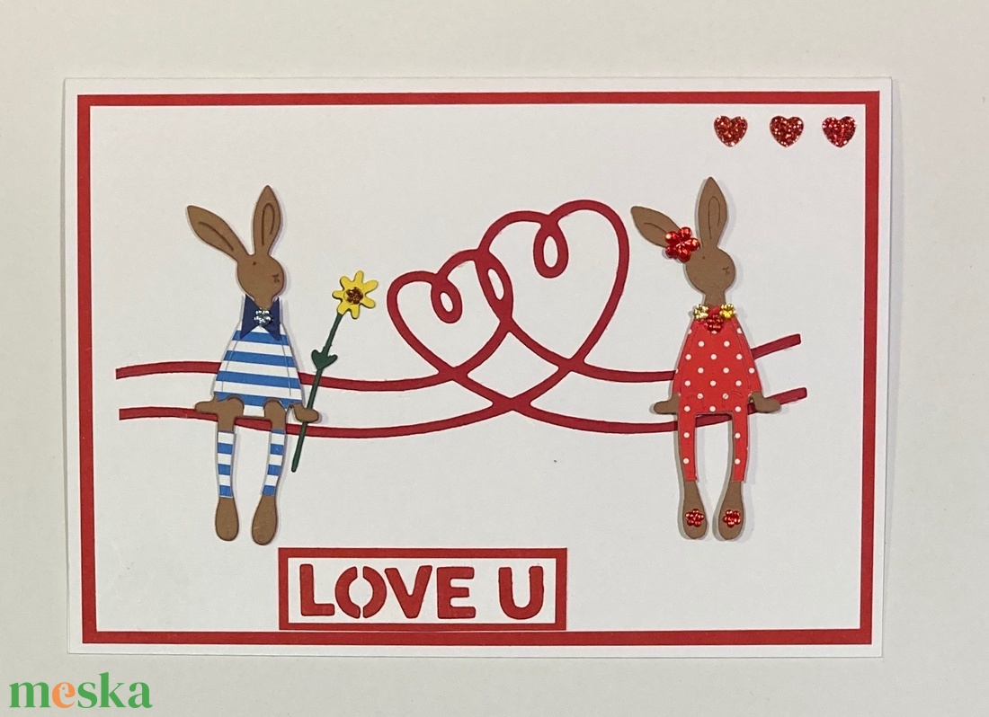 Valentin napi nyuszis képeslap, ajándékkísérő - otthon & életmód - papír, írószer - Meska.hu