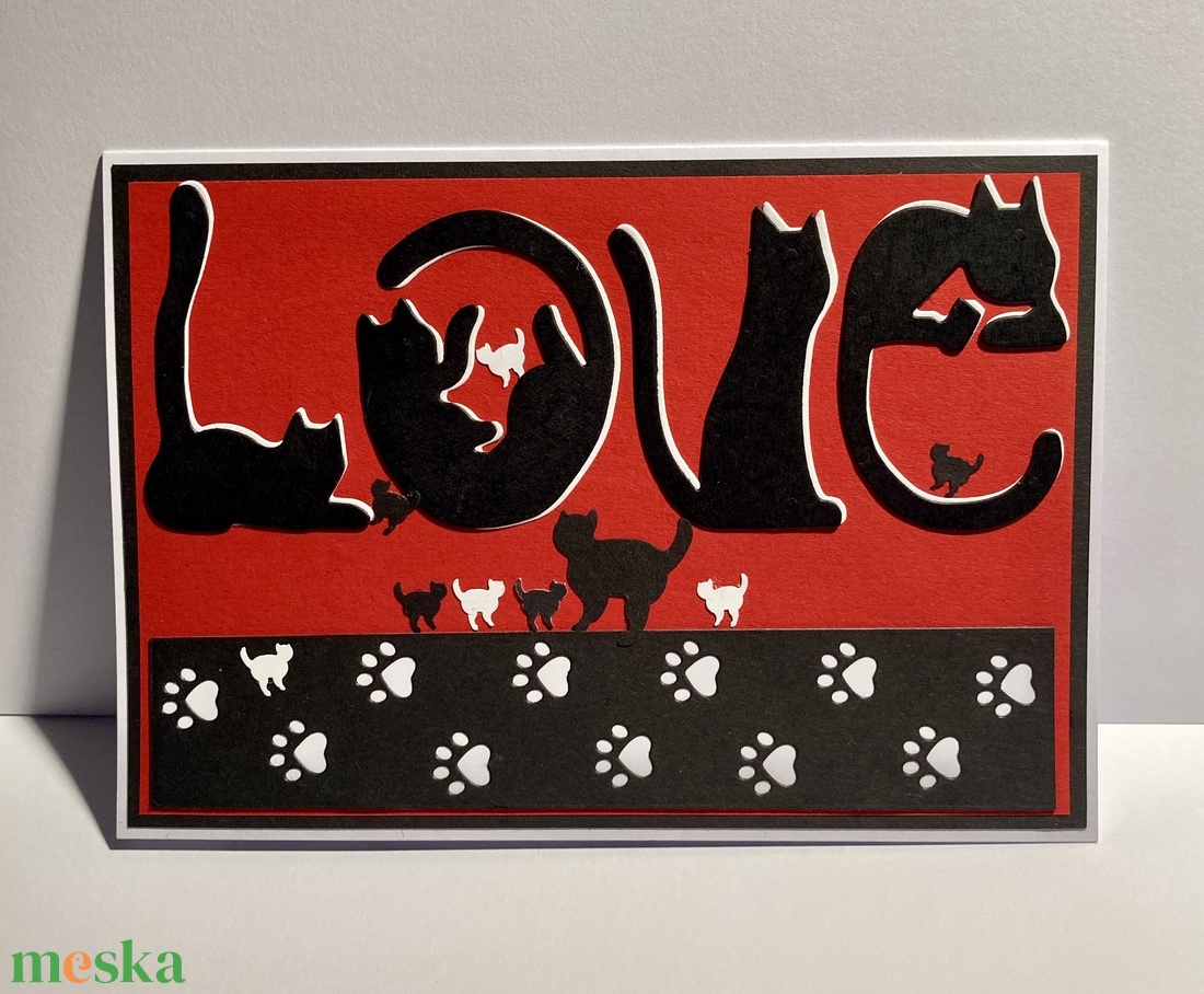 Valentin napi képeslap cicabarátoknak, ajándékkísérő - otthon & életmód - papír, írószer - Meska.hu