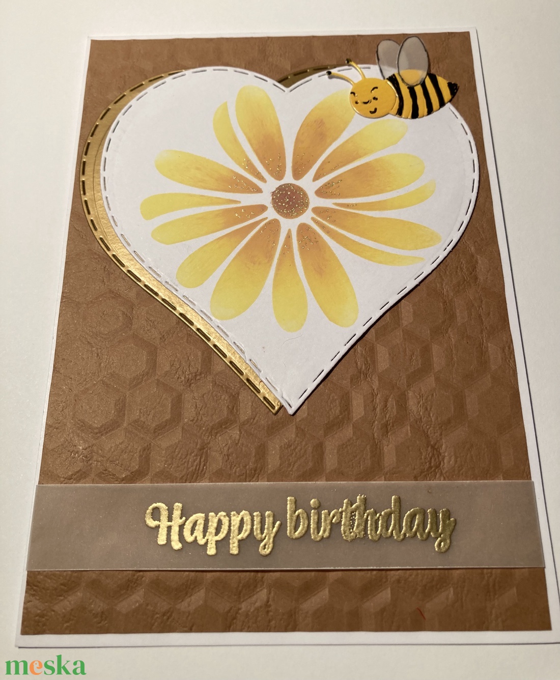 Virág  méhecske, születésnapi képeslap - otthon & életmód - papír, írószer - Meska.hu