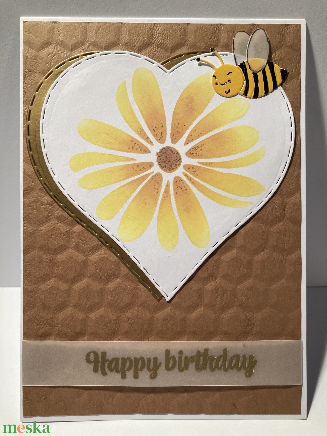 Virág  méhecske, születésnapi képeslap - otthon & életmód - papír, írószer - Meska.hu