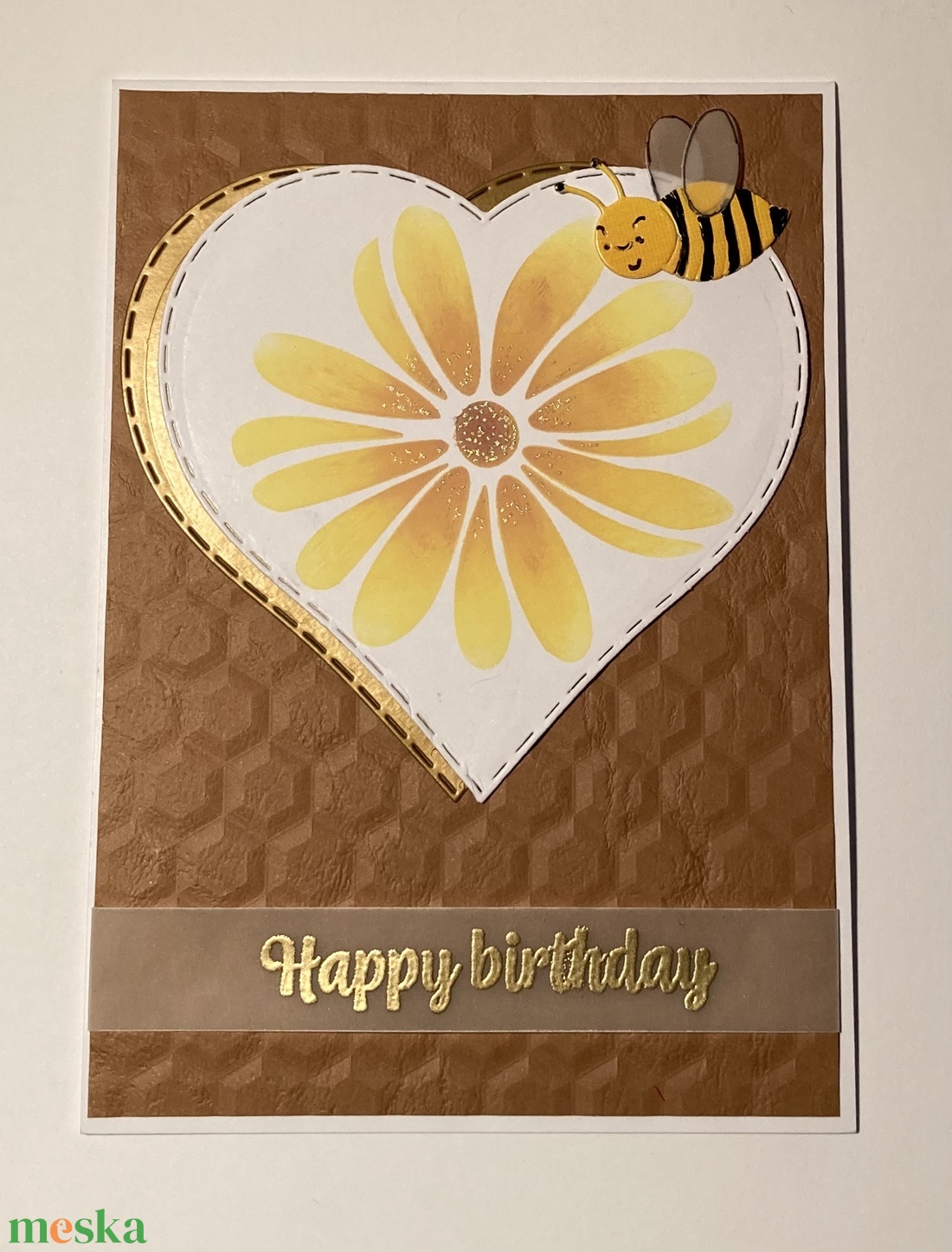 Virág  méhecske, születésnapi képeslap - otthon & lakás - papír írószer - képeslap & levélpapír - Meska.hu