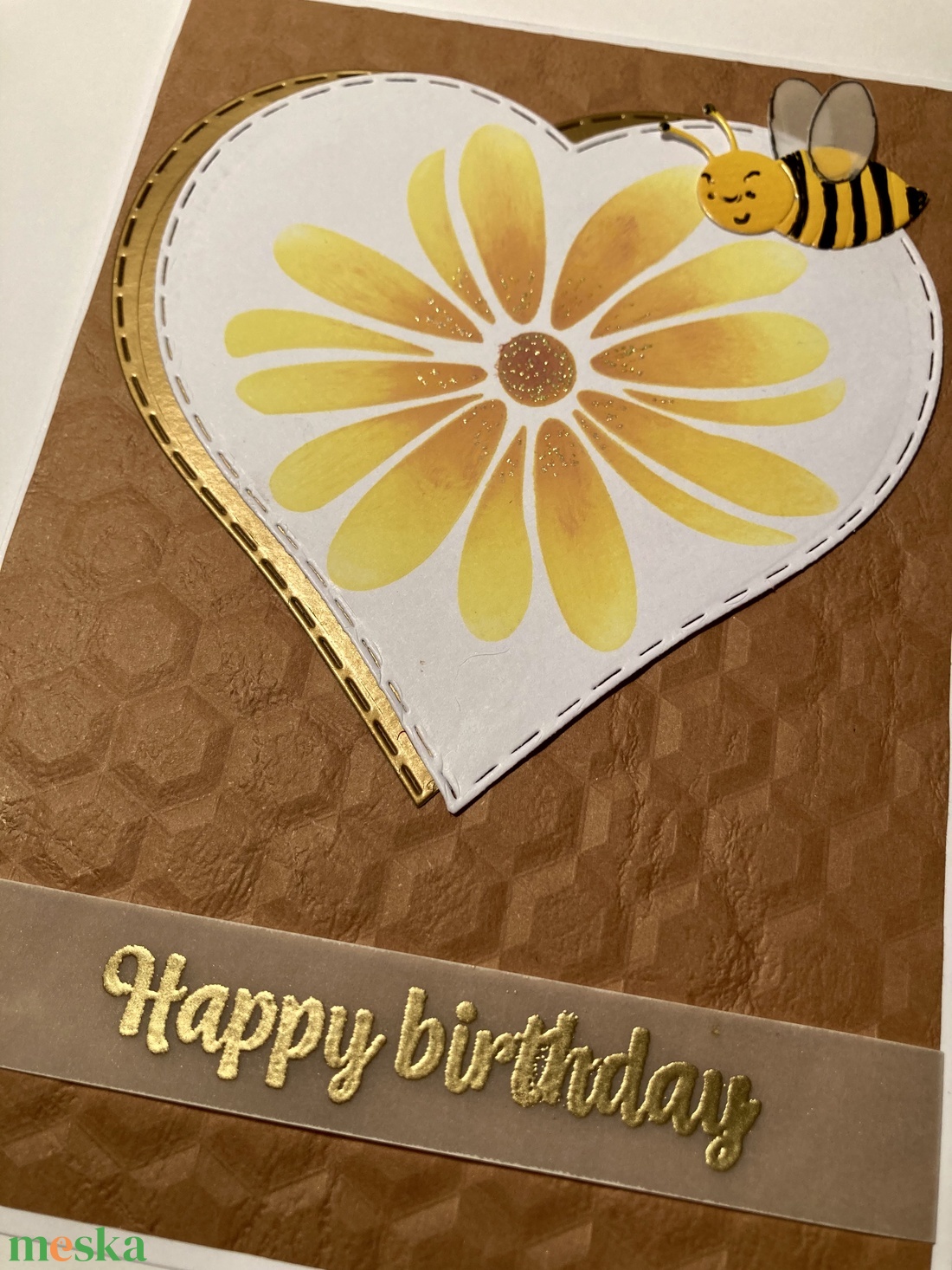 Virág  méhecske, születésnapi képeslap - otthon & életmód - papír, írószer - Meska.hu