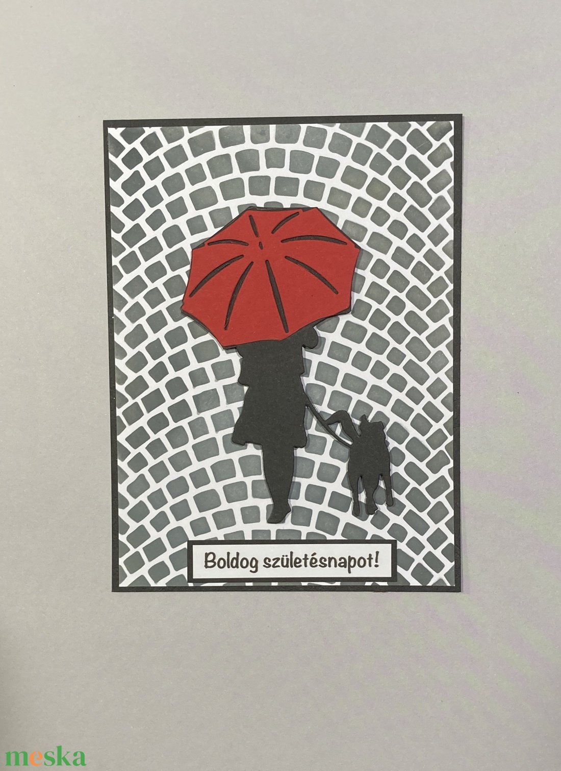 Ernyős, kutyás nő születésnapi, névnapi képeslap üdvözlőlap - otthon & életmód - papír, írószer - ajándékozás kellékei - képeslap, üdvözlőlap - Meska.hu