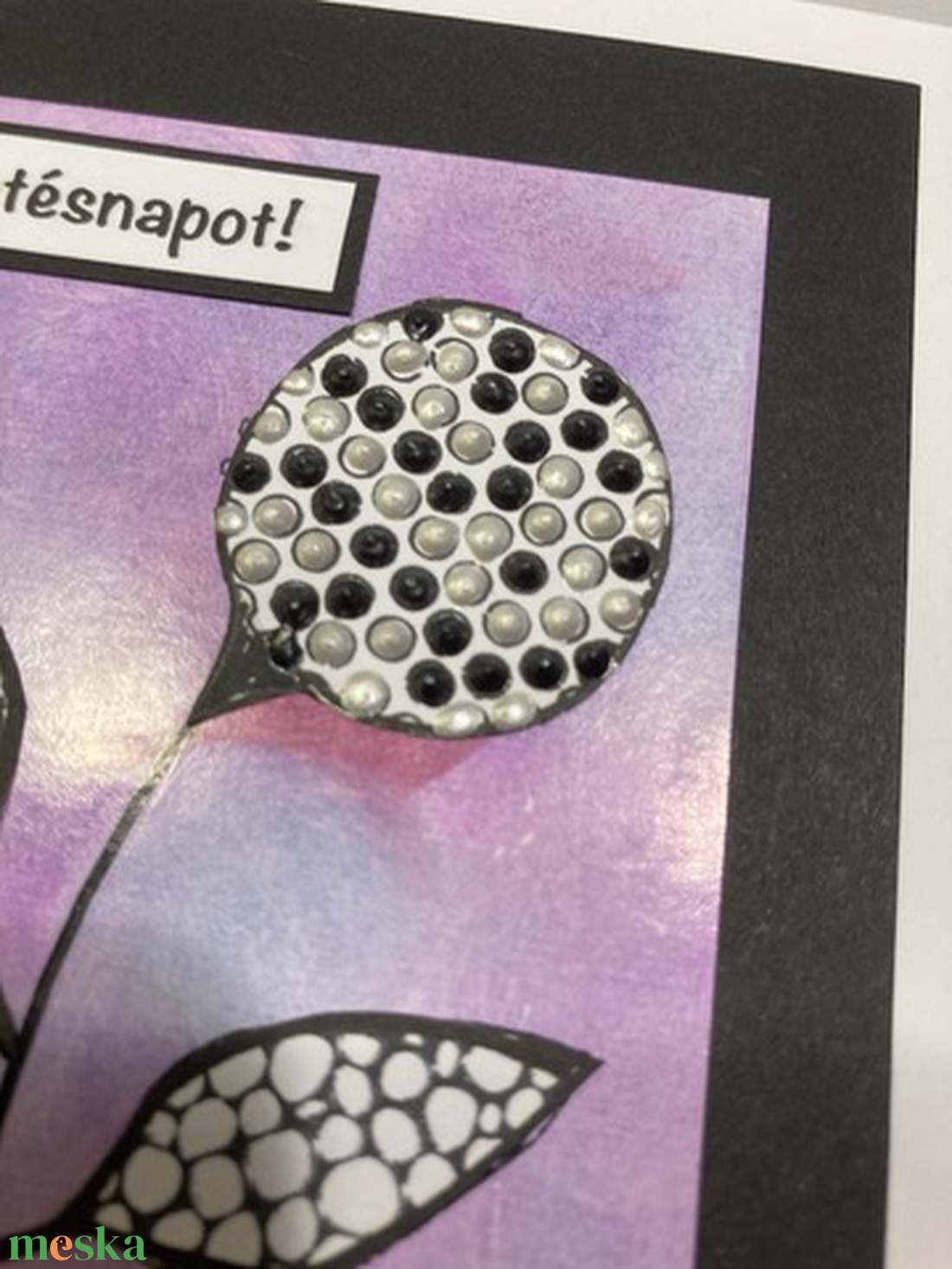 Virág, absztrakt születésnapi, névnapi képeslap - otthon & életmód - papír, írószer - ajándékozás kellékei - képeslap, üdvözlőlap - Meska.hu