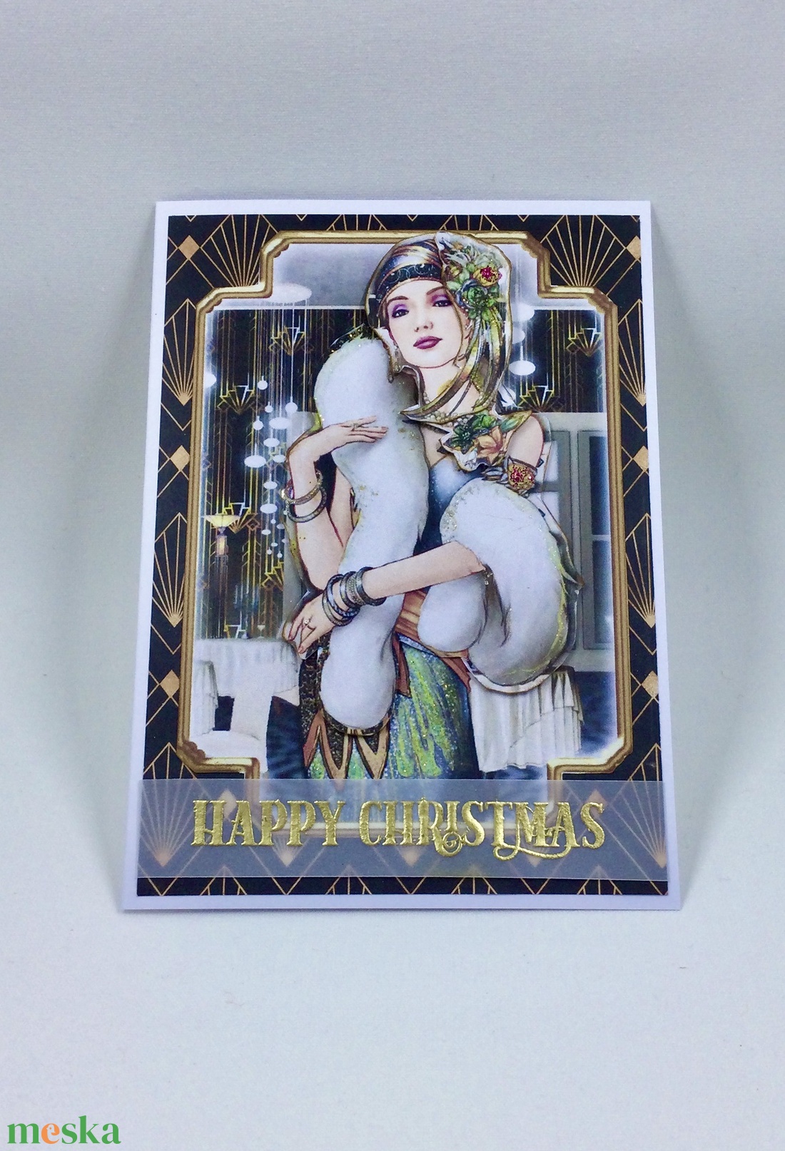 Art Deco karácsonyi képeslap, üdvözlőlap, ajándékkísérő - karácsony - karácsonyi ajándékozás - karácsonyi képeslap, üdvözlőlap, ajándékkísérő - Meska.hu