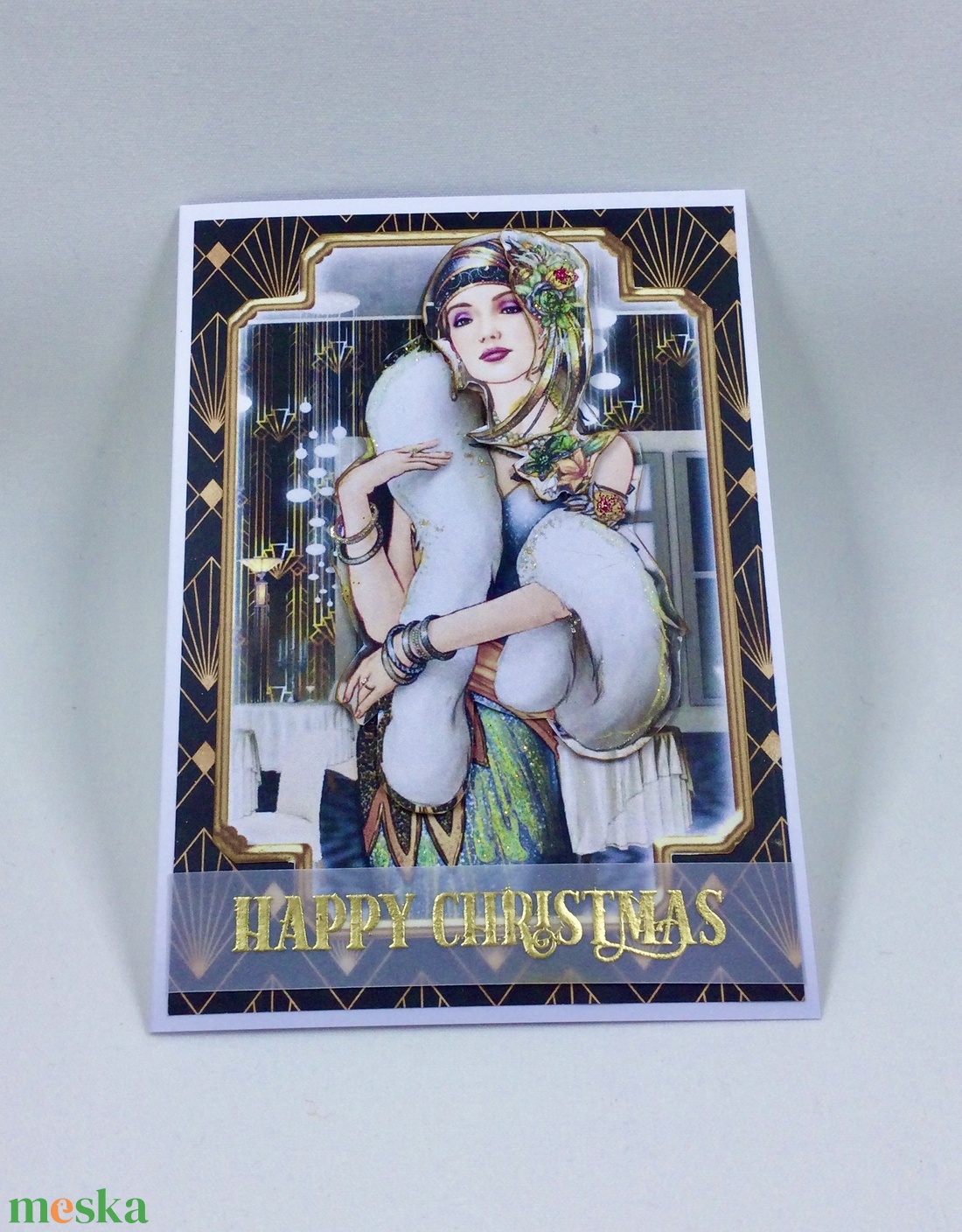 Art Deco karácsonyi képeslap, üdvözlőlap, ajándékkísérő - karácsony - karácsonyi ajándékozás - karácsonyi képeslap, üdvözlőlap, ajándékkísérő - Meska.hu