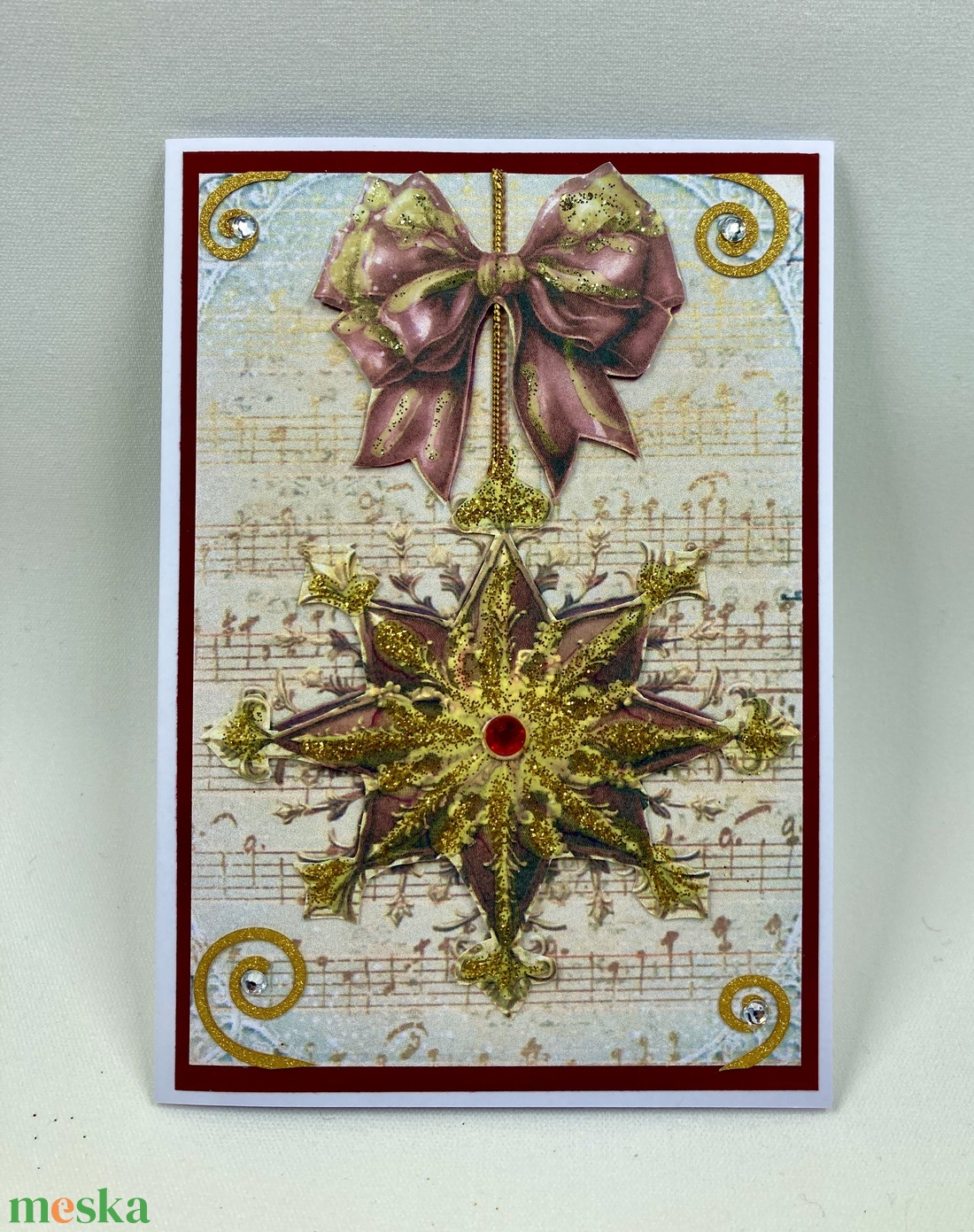 Hópehely dísz karácsonyi képeslap, üdvözlőlap, ajándékkísérő - karácsony - karácsonyi ajándékozás - karácsonyi képeslap, üdvözlőlap, ajándékkísérő - Meska.hu