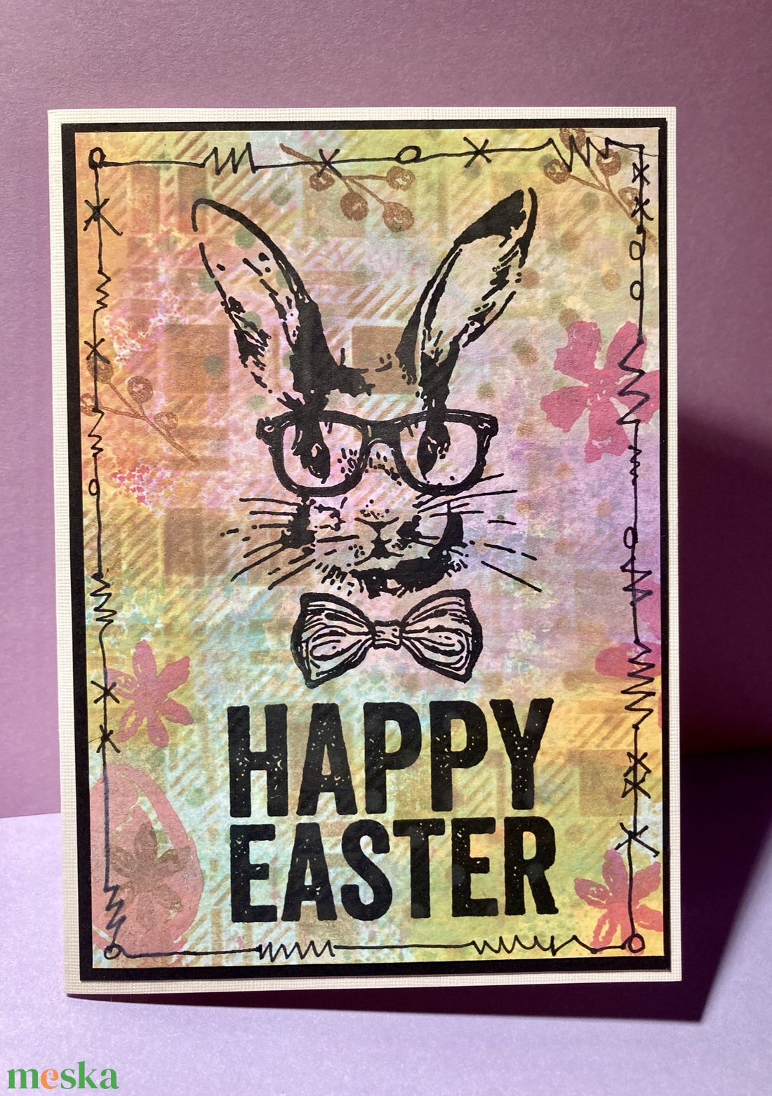 Húsvéti nyúl, nyuszi képeslap, ajándékkísérő - otthon & életmód - papír, írószer - ajándékozás kellékei - képeslap, üdvözlőlap - Meska.hu