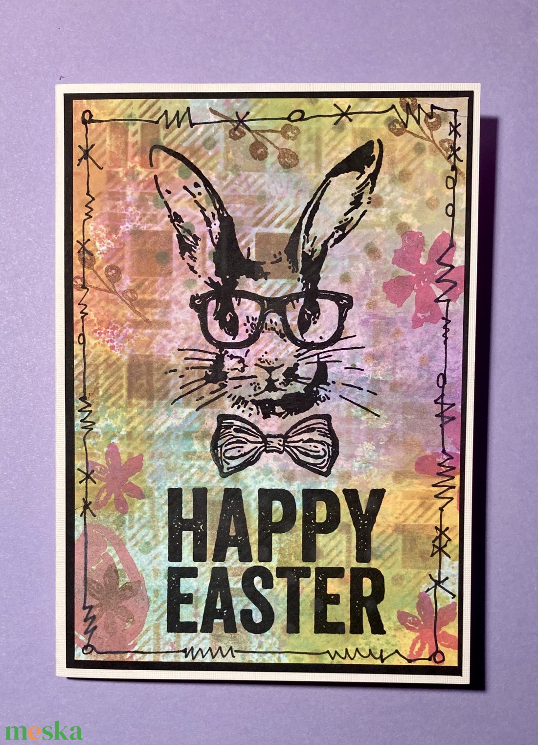 Húsvéti nyúl, nyuszi képeslap, ajándékkísérő - otthon & életmód - papír, írószer - ajándékozás kellékei - képeslap, üdvözlőlap - Meska.hu