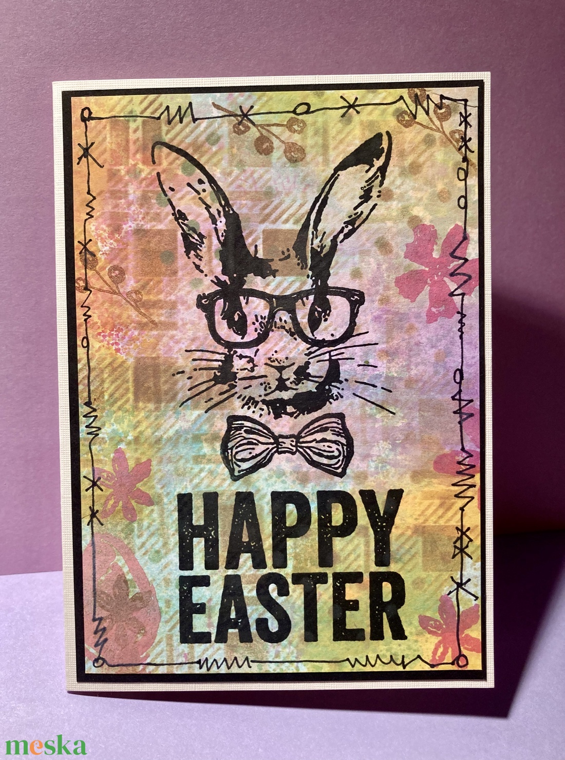 Húsvéti nyúl, nyuszi képeslap, ajándékkísérő - otthon & életmód - papír, írószer - ajándékozás kellékei - képeslap, üdvözlőlap - Meska.hu