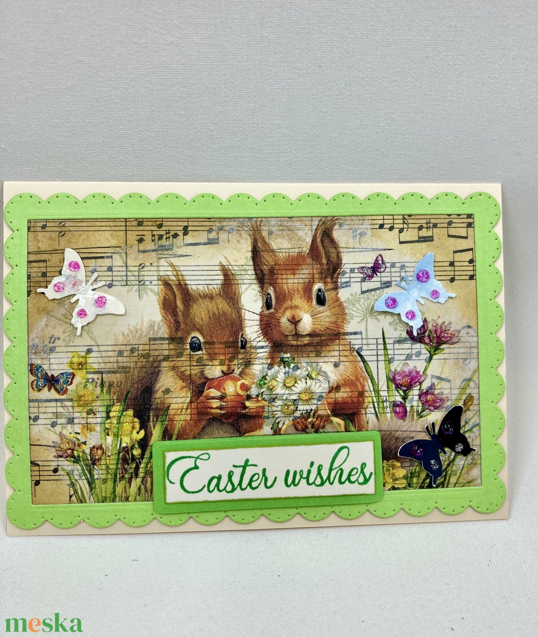Mókusok húsvéti képeslap, ajándékkísérő - otthon & életmód - papír, írószer - ajándékozás kellékei - képeslap, üdvözlőlap - Meska.hu
