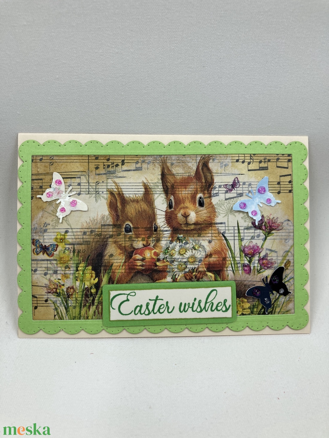 Mókusok húsvéti képeslap, ajándékkísérő - otthon & életmód - papír, írószer - ajándékozás kellékei - képeslap, üdvözlőlap - Meska.hu