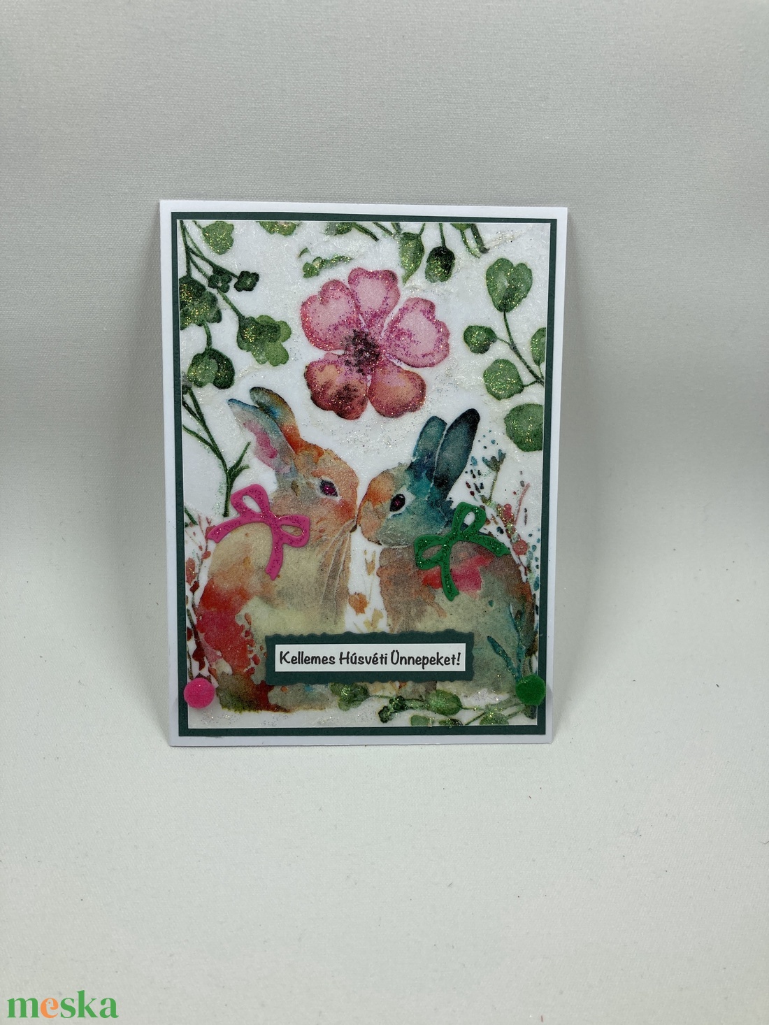 Nyuszik húsvéti képeslap, ajándékkísérő - otthon & életmód - papír, írószer - ajándékozás kellékei - képeslap, üdvözlőlap - Meska.hu
