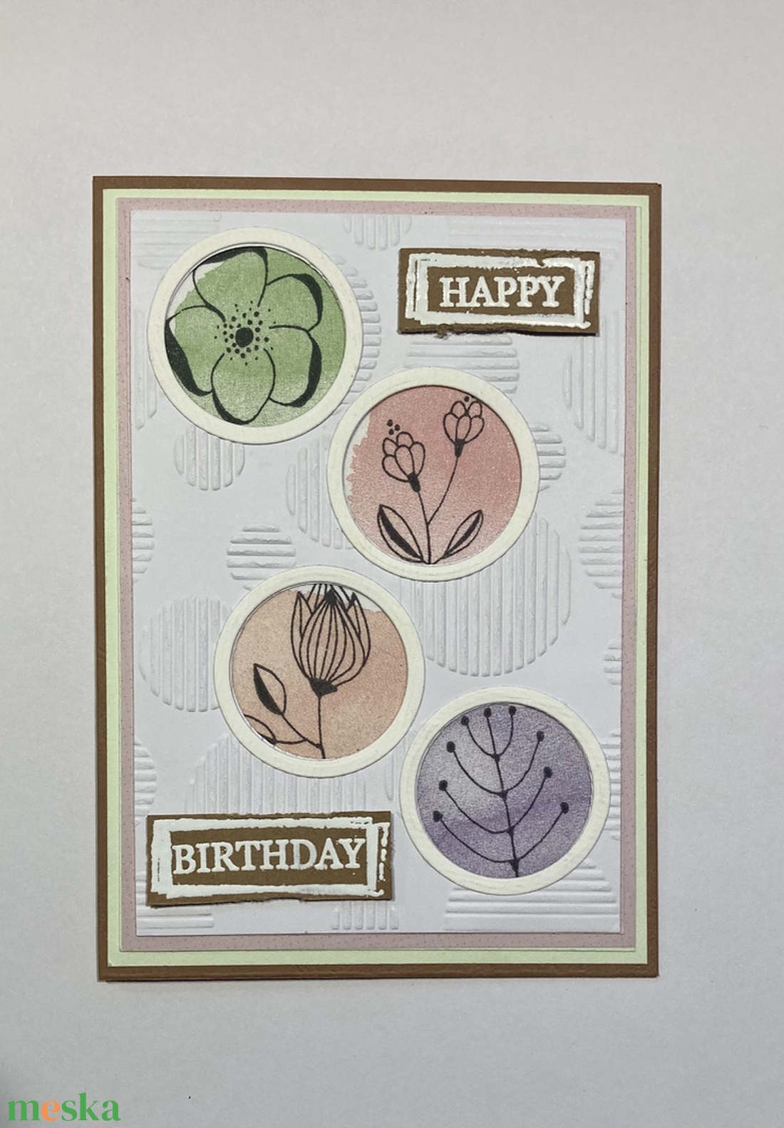 Virágos születésnapi képeslap, ajándékkísérő - otthon & életmód - papír, írószer - ajándékozás kellékei - képeslap, üdvözlőlap - Meska.hu