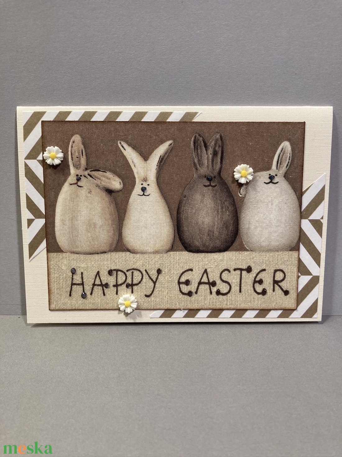 Nyuszik  húsvéti képeslap, ajándékkísérő - otthon & életmód - papír, írószer - ajándékozás kellékei - képeslap, üdvözlőlap - Meska.hu