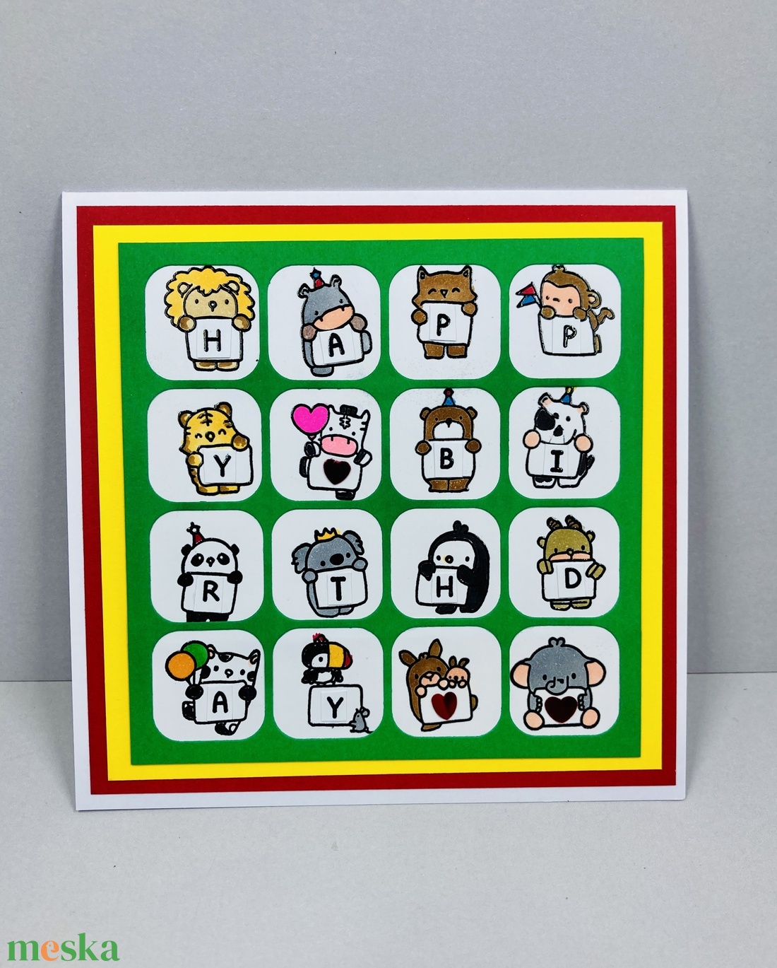 Szines  képeslap születésnapra,  ajándékkísérő zsúrra - otthon & életmód - papír, írószer - ajándékozás kellékei - képeslap, üdvözlőlap - Meska.hu