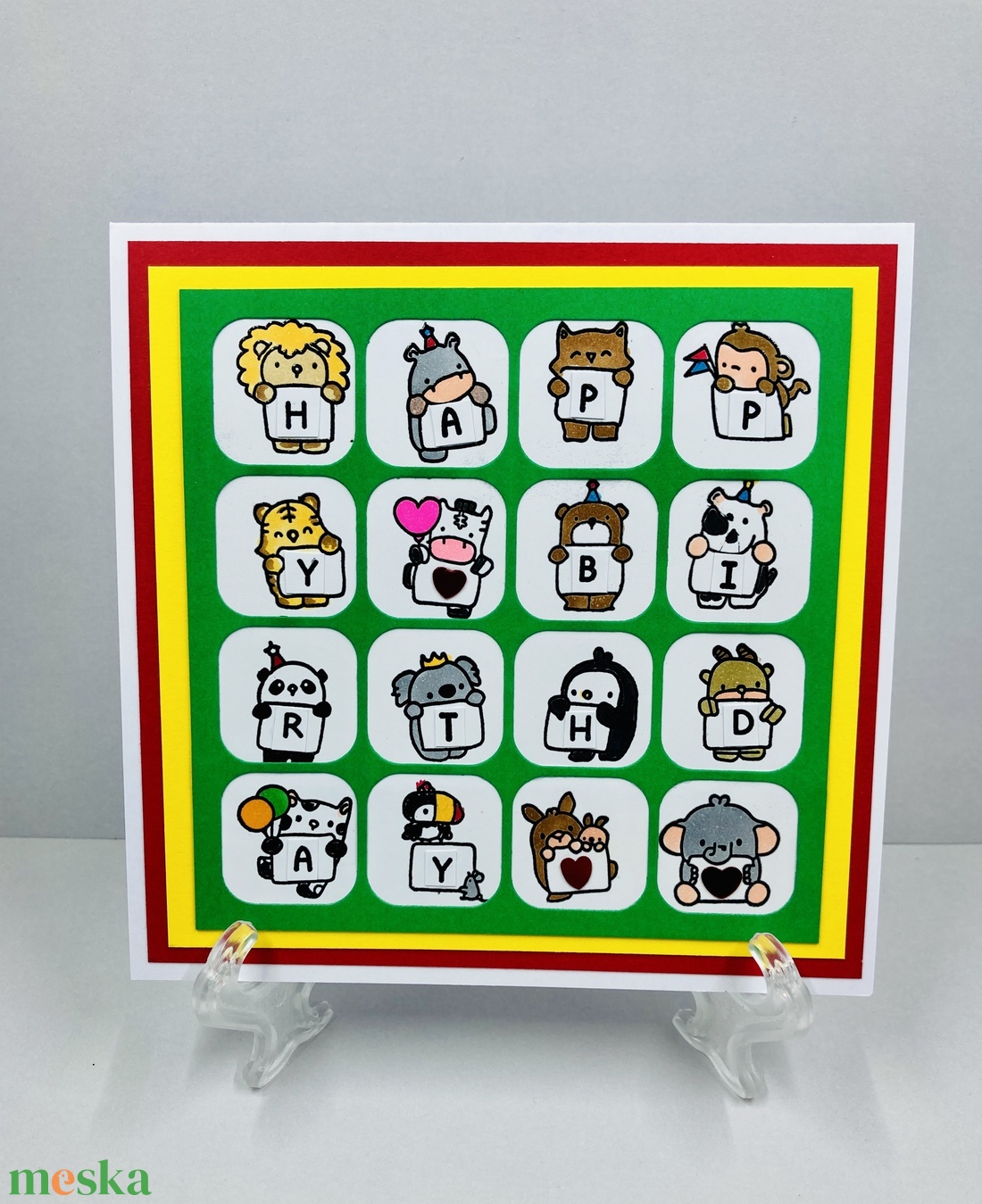 Szines  képeslap születésnapra,  ajándékkísérő zsúrra - otthon & életmód - papír, írószer - ajándékozás kellékei - képeslap, üdvözlőlap - Meska.hu