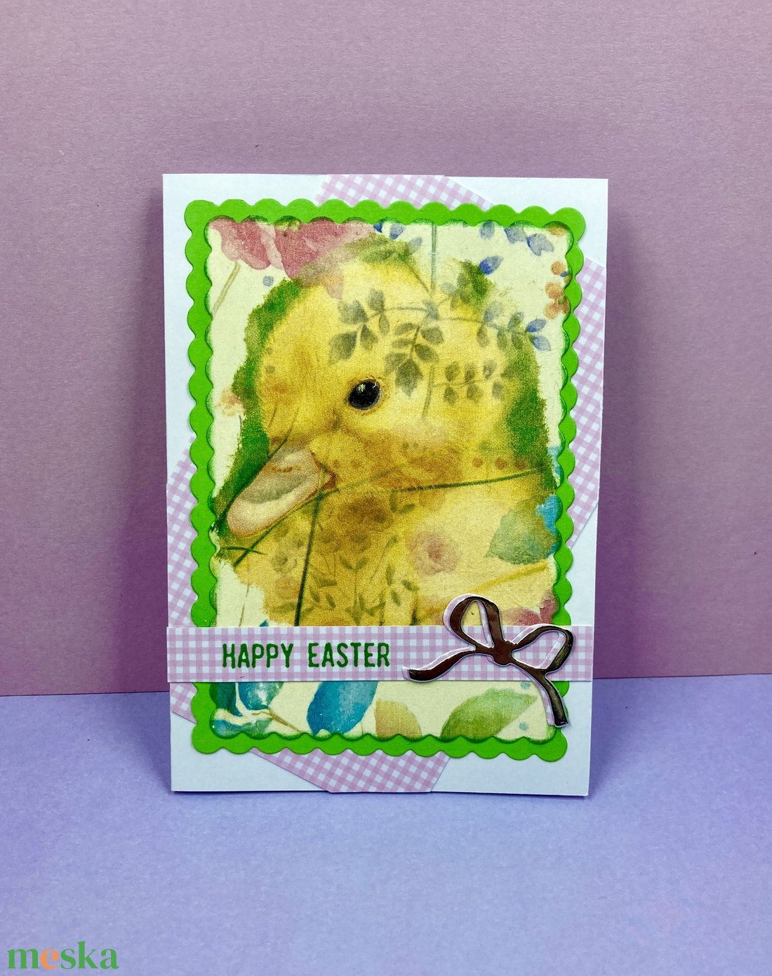 Húsvéti kiskacsa képeslap, ajándékkísérő - ünnepi díszek, dekorációk - húsvéti díszek és dekorációk - húsvéti képeslapok - Meska.hu
