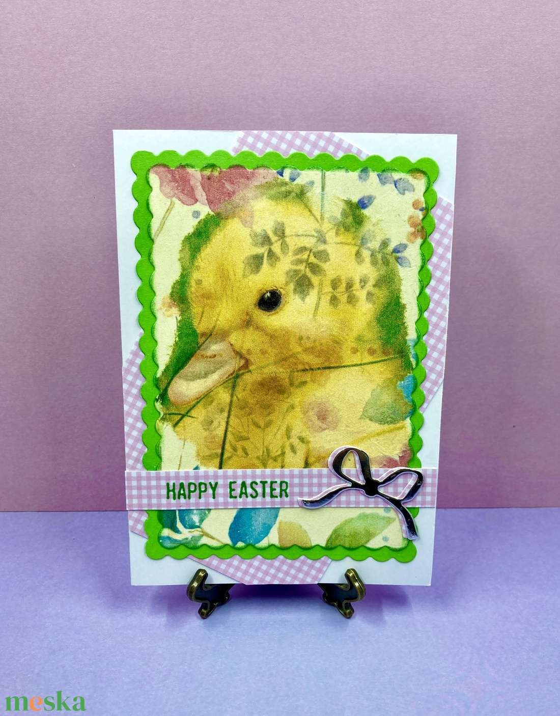 Húsvéti kiskacsa képeslap, ajándékkísérő - ünnepi díszek, dekorációk - húsvéti díszek és dekorációk - húsvéti képeslapok - Meska.hu