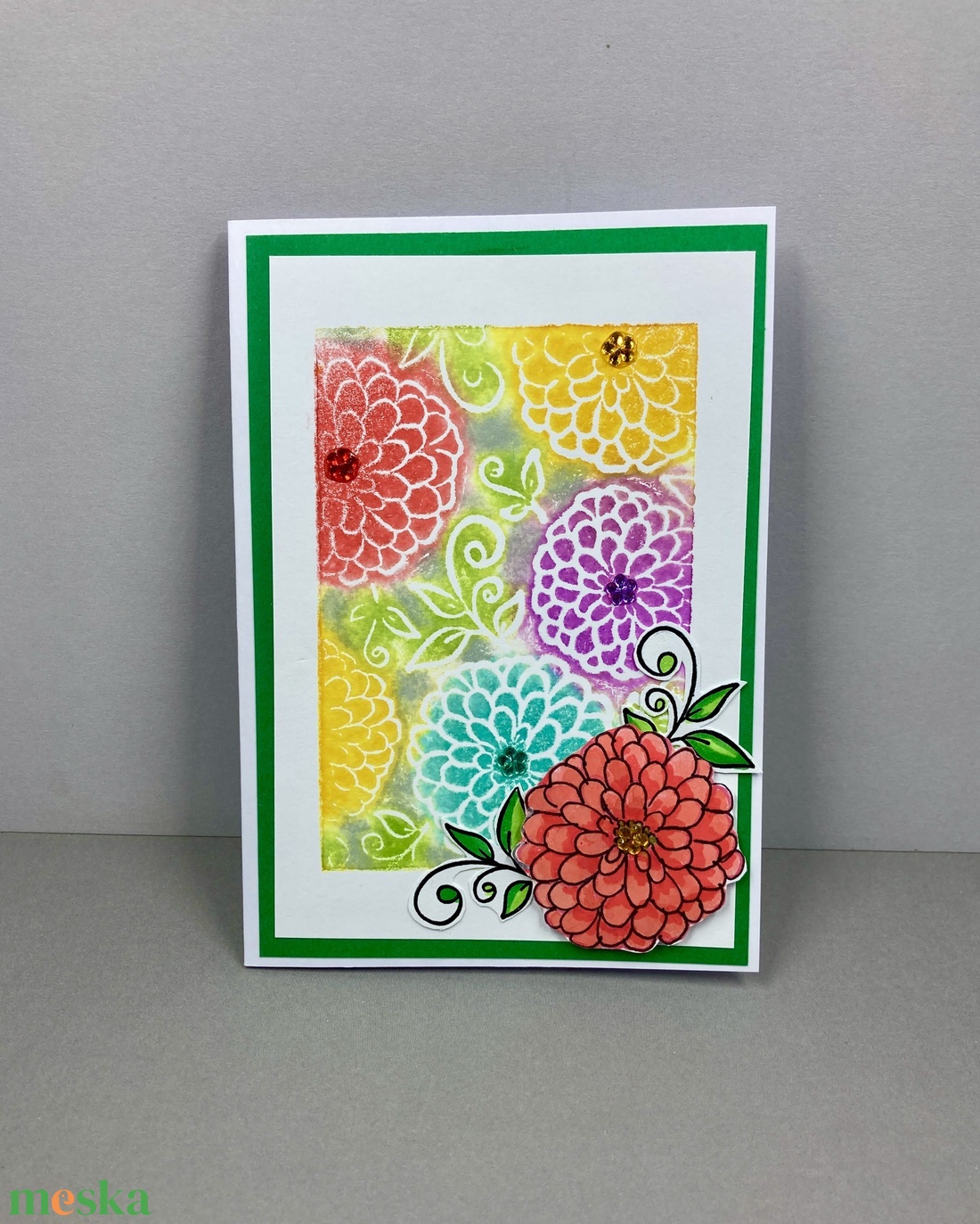 Virágos képeslap, ajándékkísérő - otthon & életmód - papír, írószer - ajándékozás kellékei - képeslap, üdvözlőlap - Meska.hu