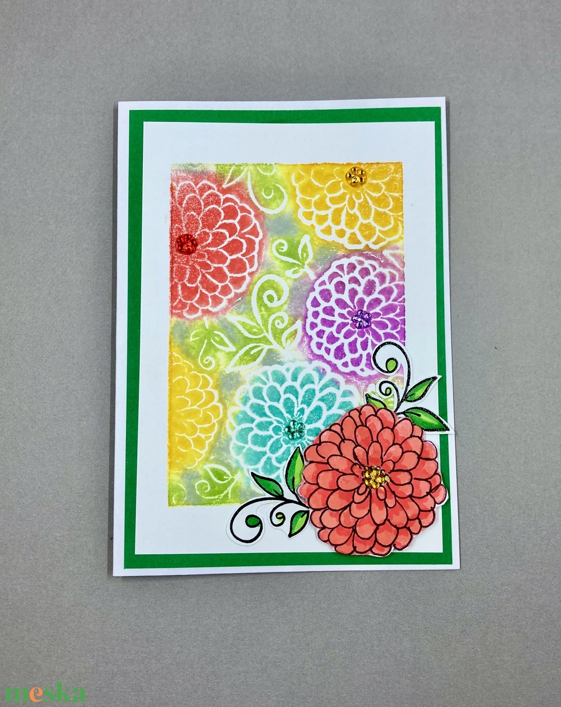 Virágos képeslap, ajándékkísérő - otthon & életmód - papír, írószer - ajándékozás kellékei - képeslap, üdvözlőlap - Meska.hu