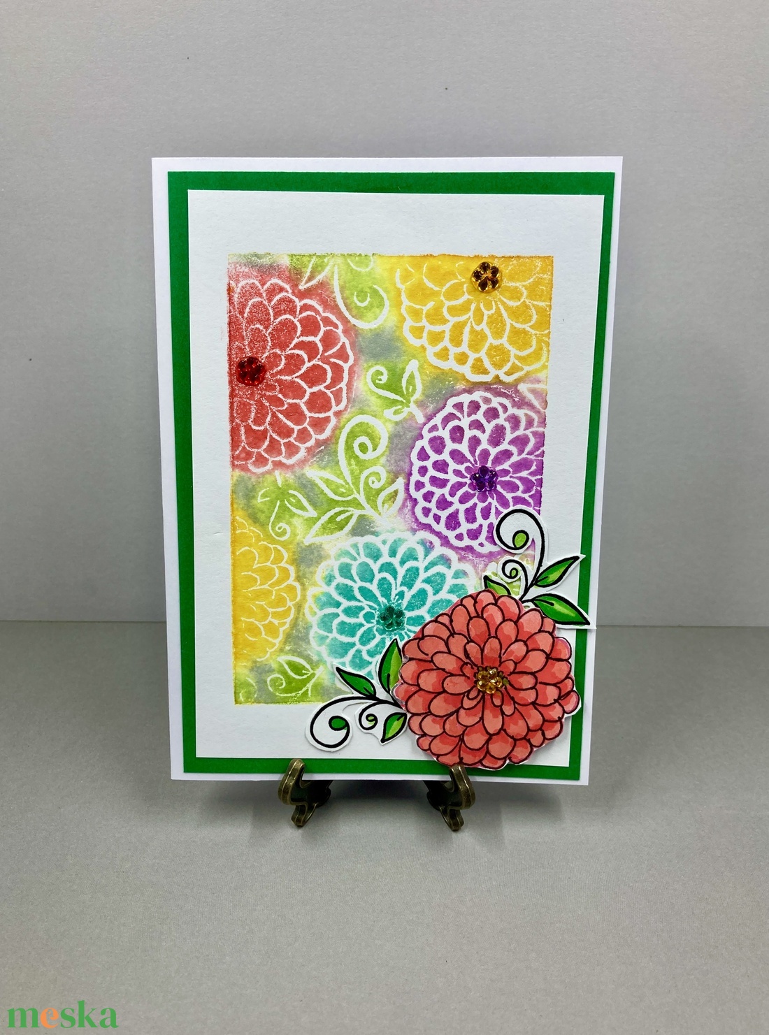 Virágos képeslap, ajándékkísérő - otthon & életmód - papír, írószer - ajándékozás kellékei - képeslap, üdvözlőlap - Meska.hu