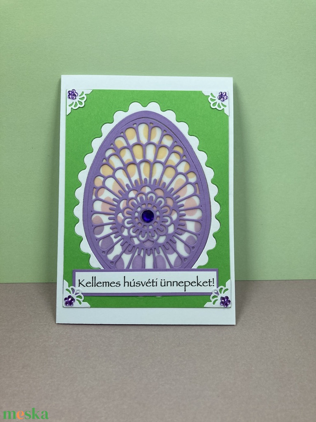 Húsvéti tojás képeslap, ajándékkísérő - ünnepi díszek, dekorációk - húsvéti díszek és dekorációk - húsvéti képeslapok - Meska.hu