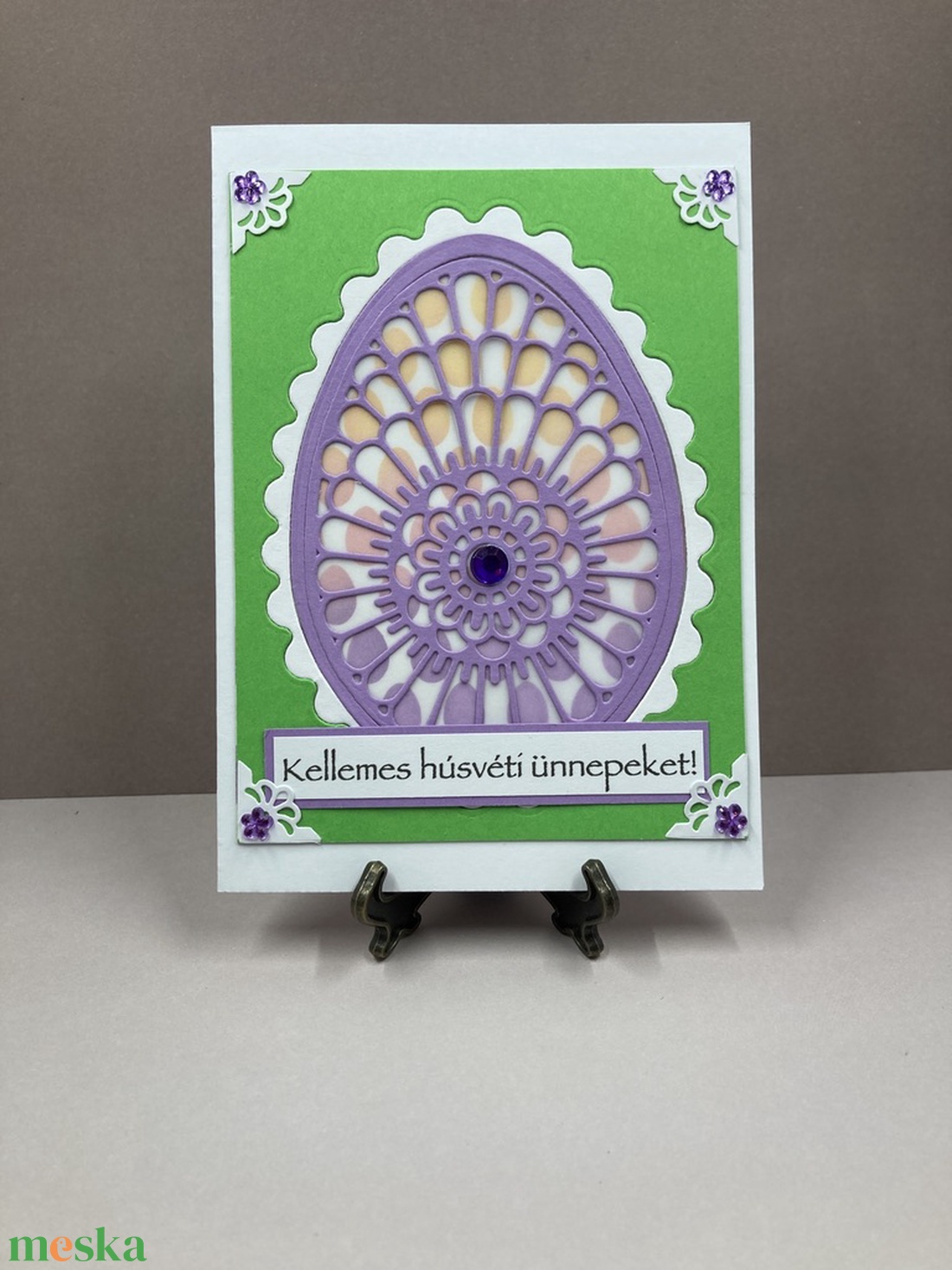 Húsvéti tojás képeslap, ajándékkísérő - ünnepi díszek, dekorációk - húsvéti díszek és dekorációk - húsvéti képeslapok - Meska.hu
