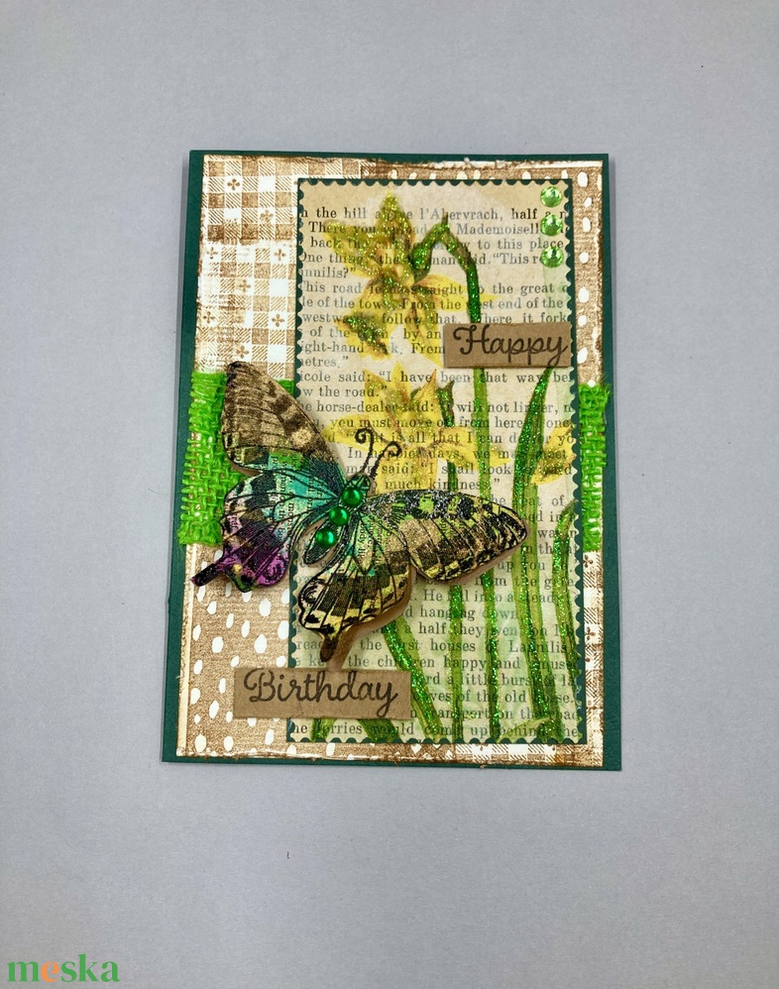 Pillangó, nárcisz képeslap, ajándékkísérő - otthon & életmód - papír, írószer - ajándékozás kellékei - képeslap, üdvözlőlap - Meska.hu