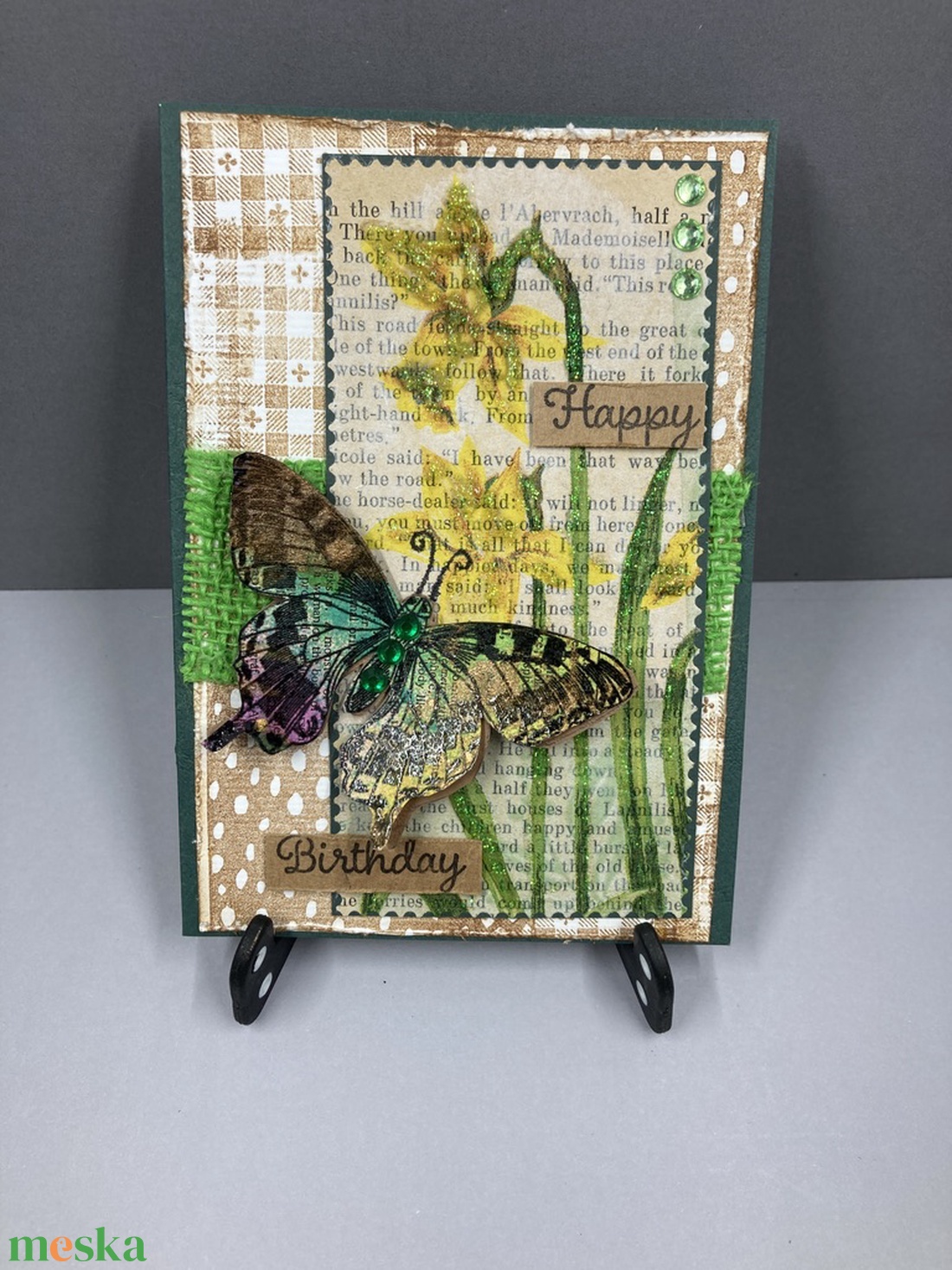 Pillangó, nárcisz képeslap, ajándékkísérő - otthon & életmód - papír, írószer - ajándékozás kellékei - képeslap, üdvözlőlap - Meska.hu