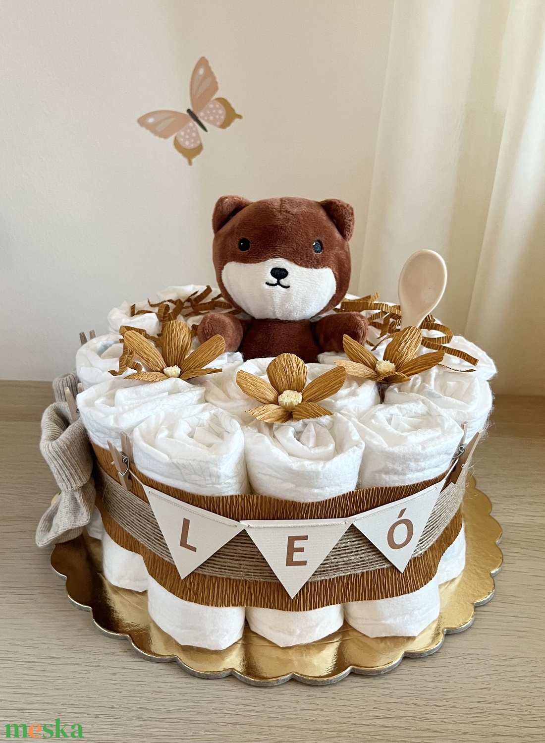 LEÓ pelenkatorta - játék & sport - babalátogató ajándékcsomag - Meska.hu