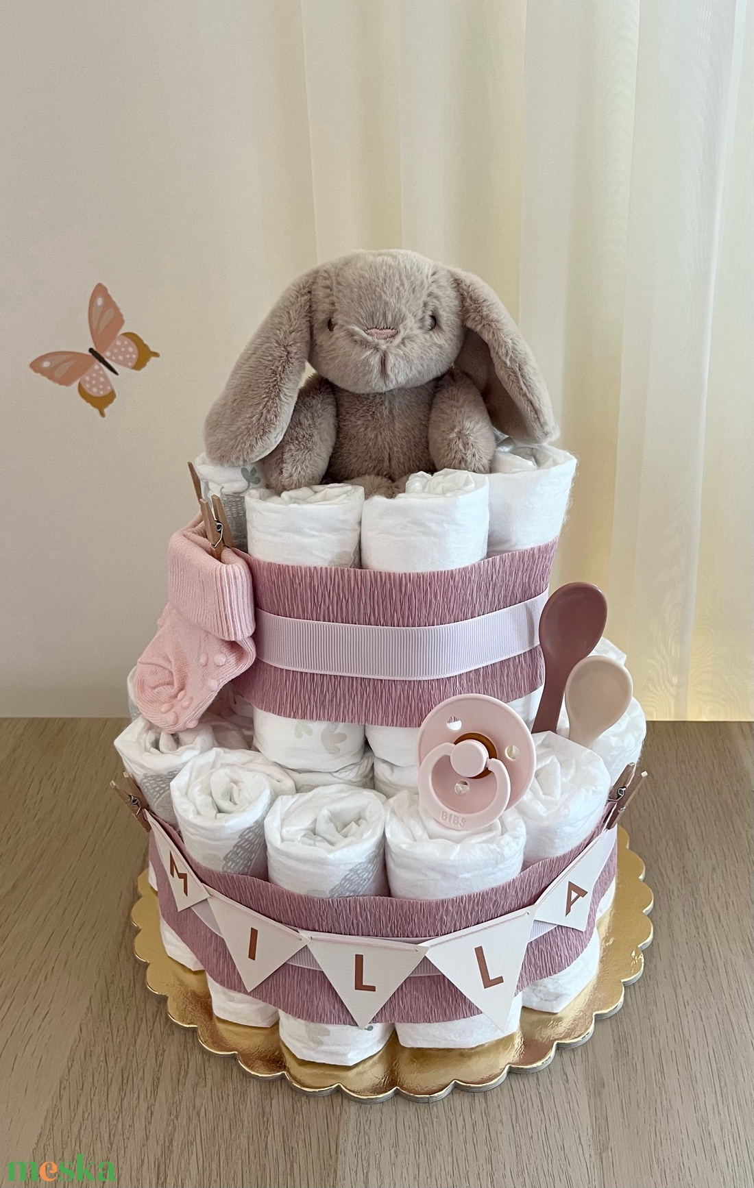 Nyuszis pelenkatorta - baba - mama - pelenkázó, babafürdető kellékek - pelenkatorta - Meska.hu