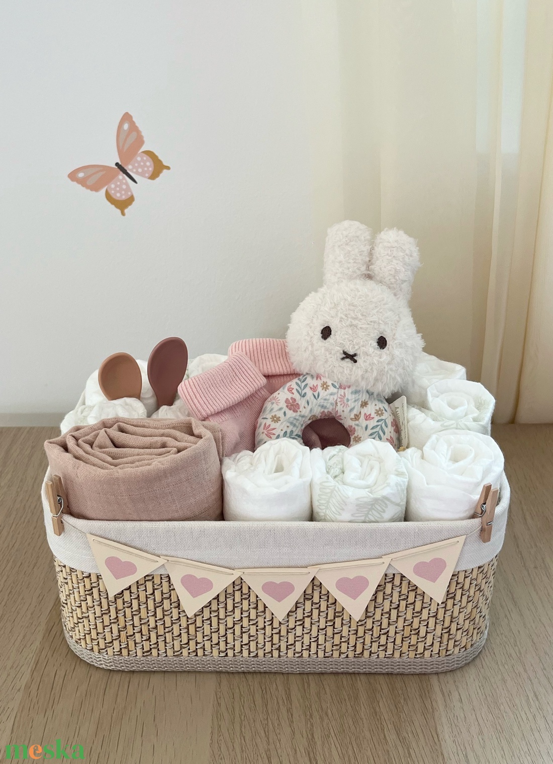 Nyuszis pelenkabox - baba - mama - babalátogató ajándékcsomag - Meska.hu