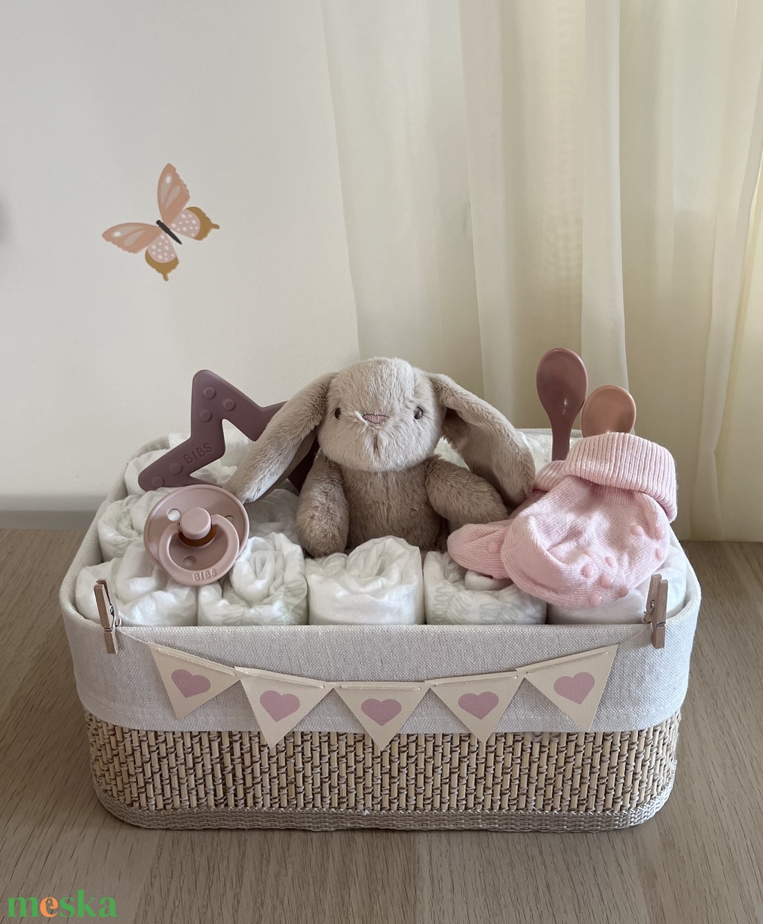 Nyuszis pelenkabox - baba - mama - babalátogató ajándékcsomag - Meska.hu