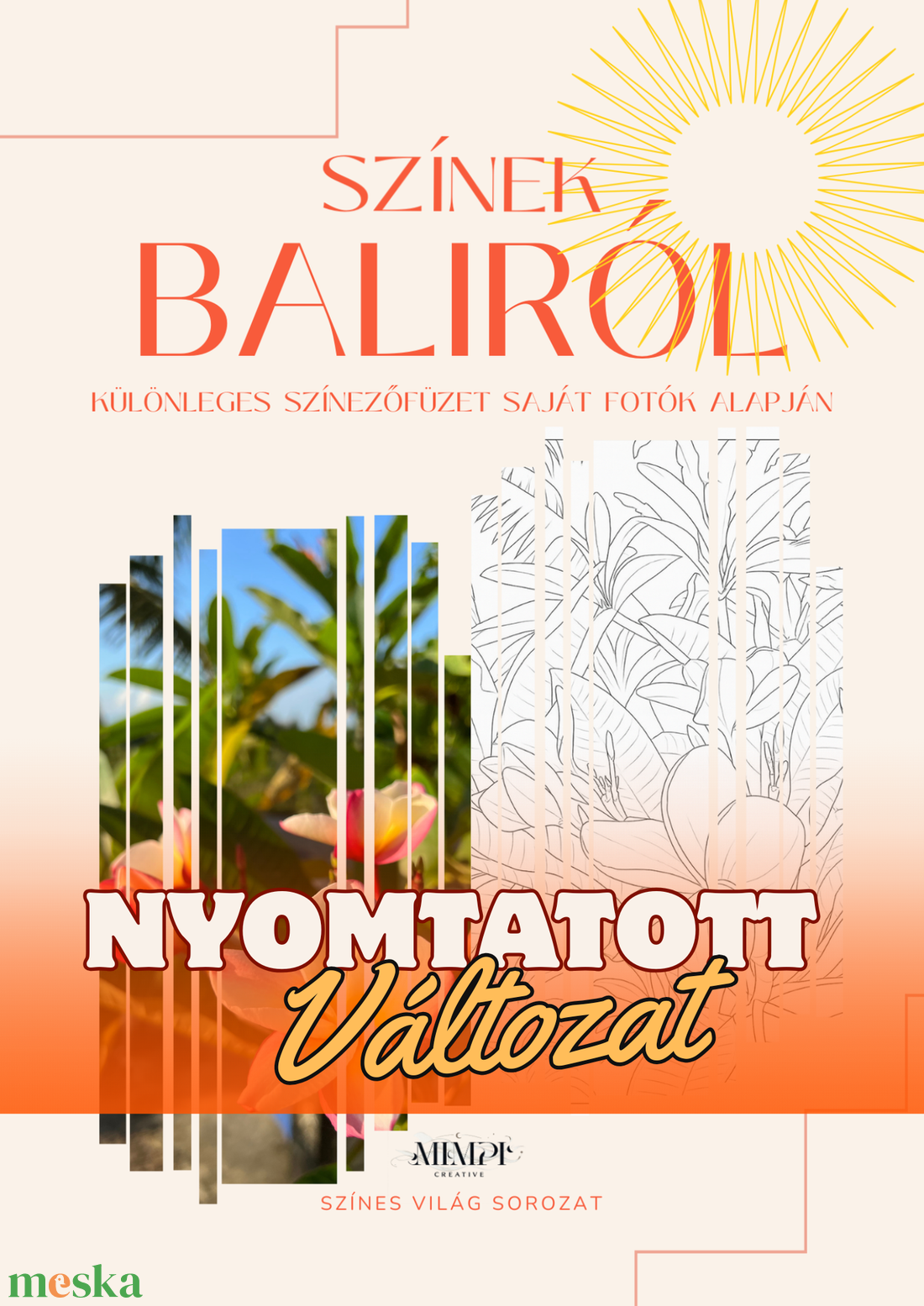 Bali színezőfüzet, 14db kontúrrajz saját fotó alapján-NYOMTATOTT KÖNYV VÁLTOZAT - otthon & életmód - papír, írószer - színező - Meska.hu